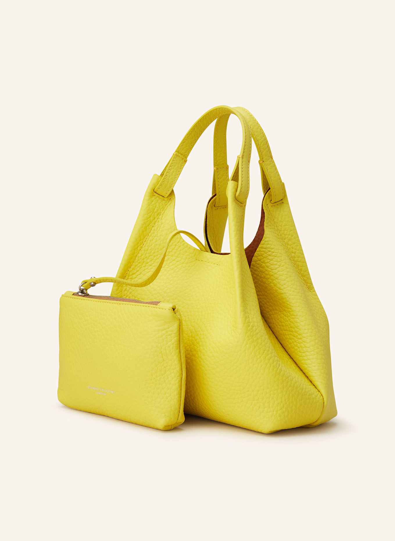 GIANNI CHIARINI DUA MEDIUM handbag with pouch: YELLOW