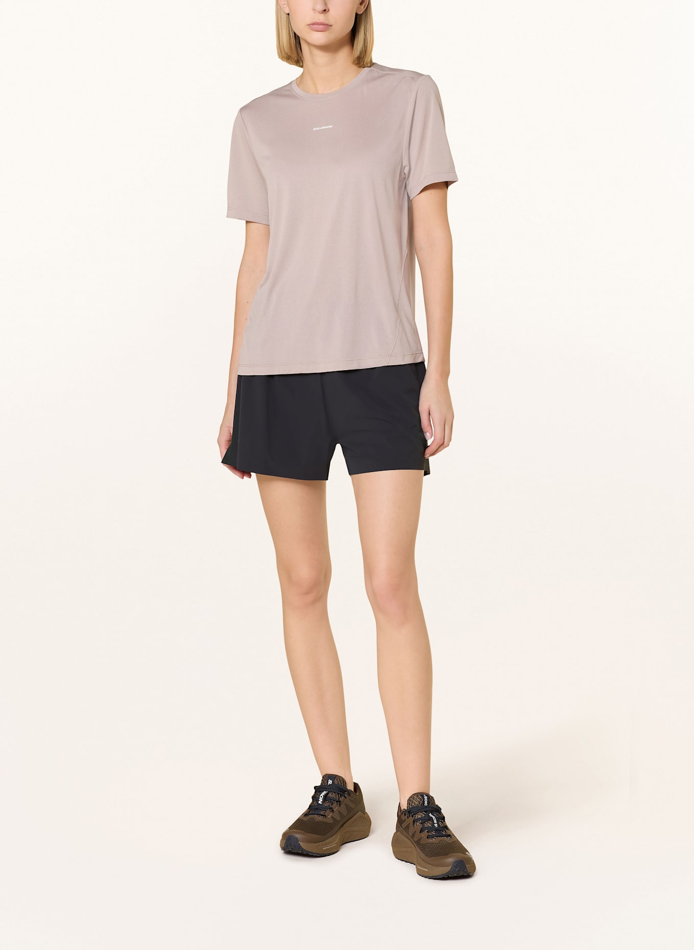 SALOMON Laufshirt SHKOUT CORE: TAUPE