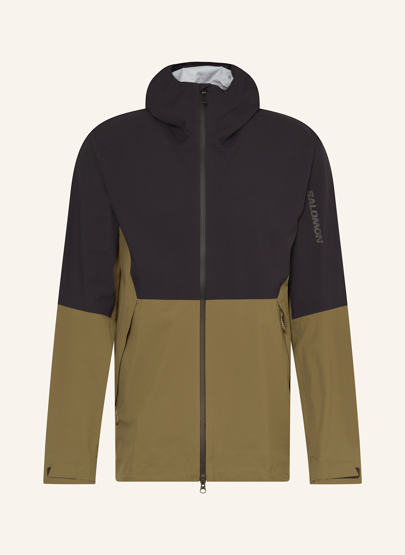 SALOMON Regenjacke OUTERPATCH 2,5L: SCHWARZ/ OLIV