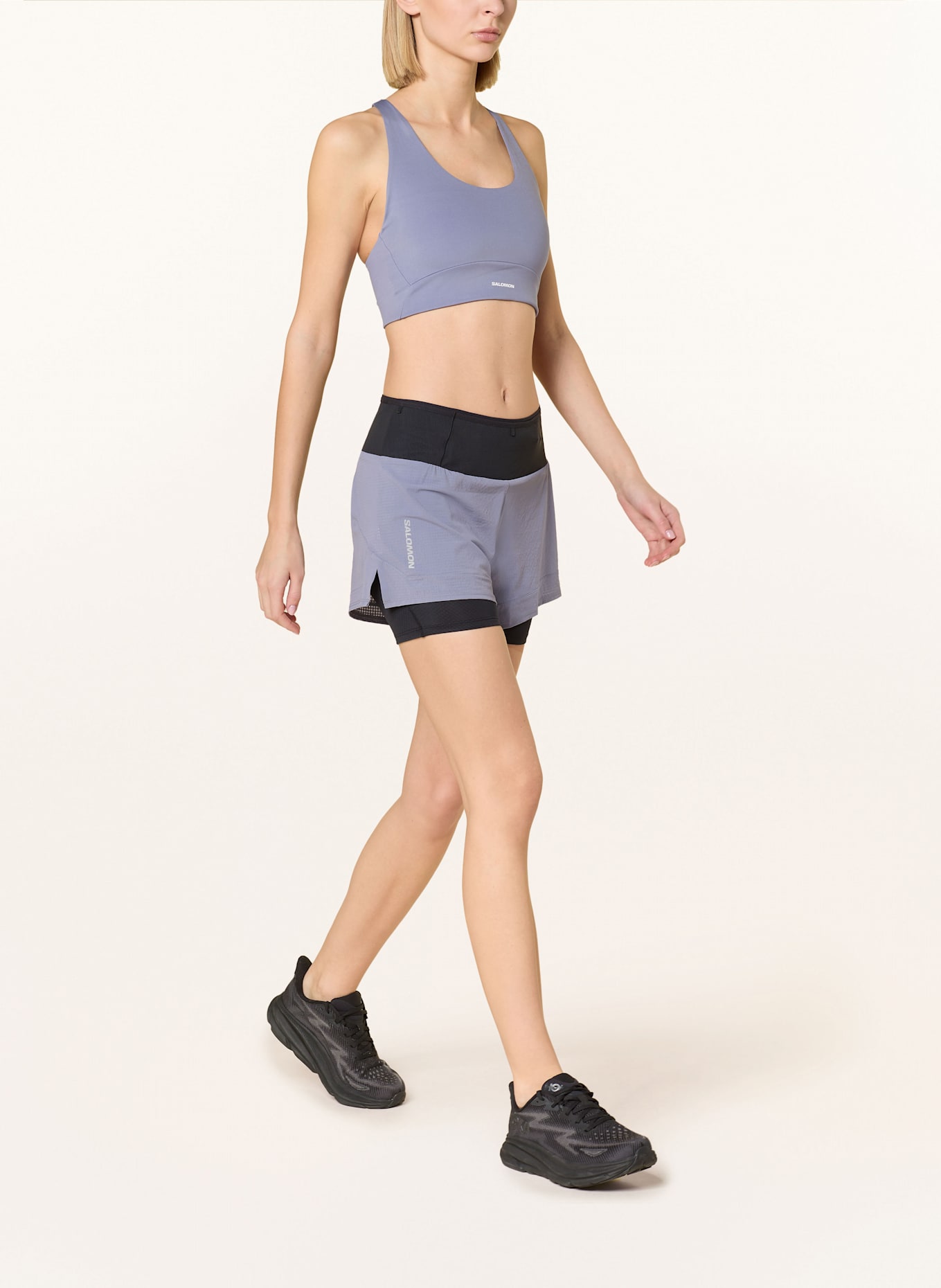 SALOMON 2-in-1-Laufshorts SENSE AERO: BLAUGRAU/ SCHWARZ