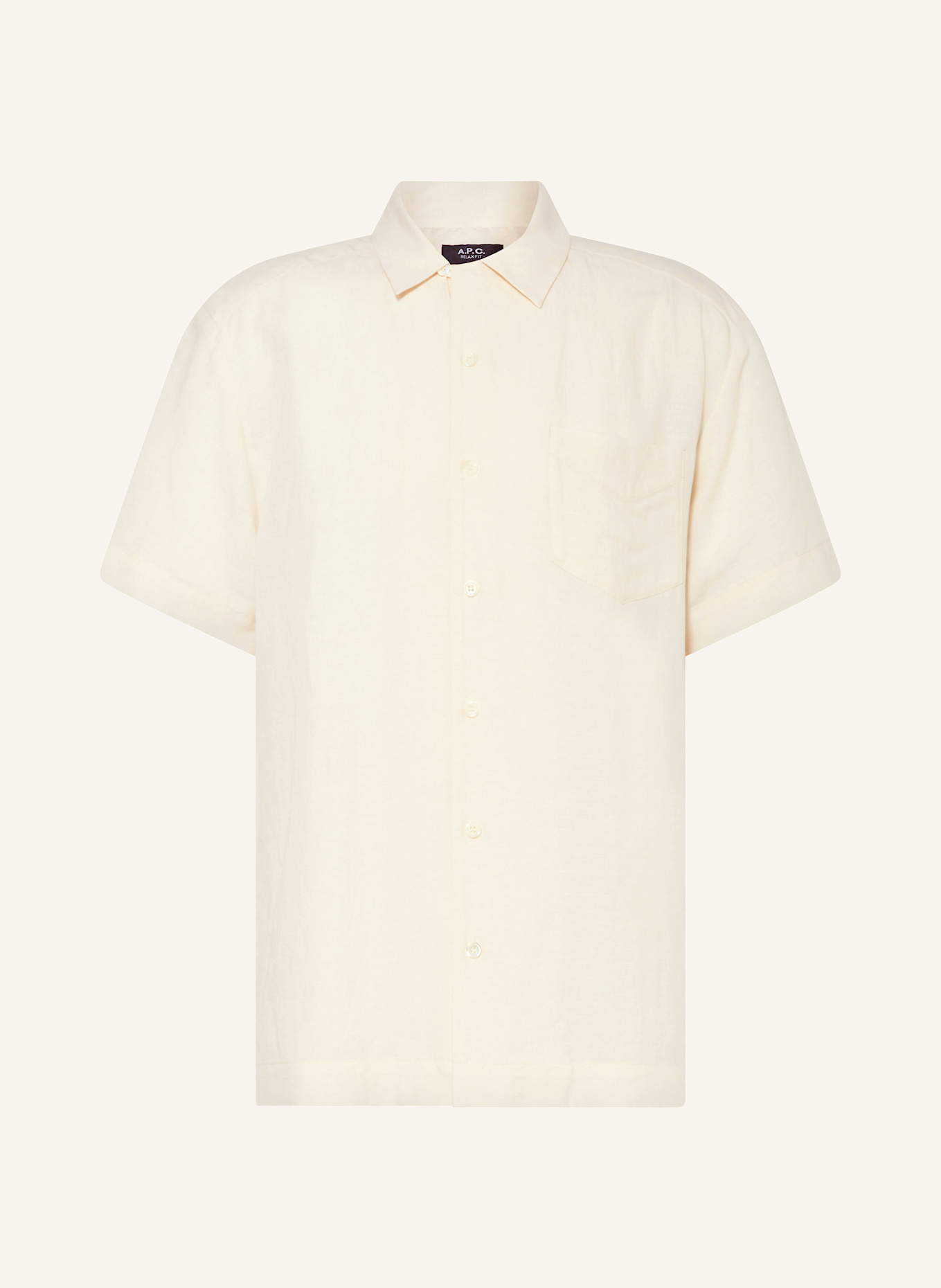 A.P.C. Kurzarm-Hemd ROY Comfort Fit mit Leinen: ECRU