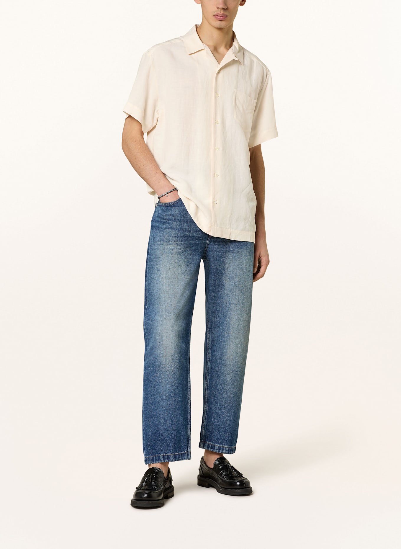 A.P.C. Kurzarm-Hemd ROY Comfort Fit mit Leinen: ECRU