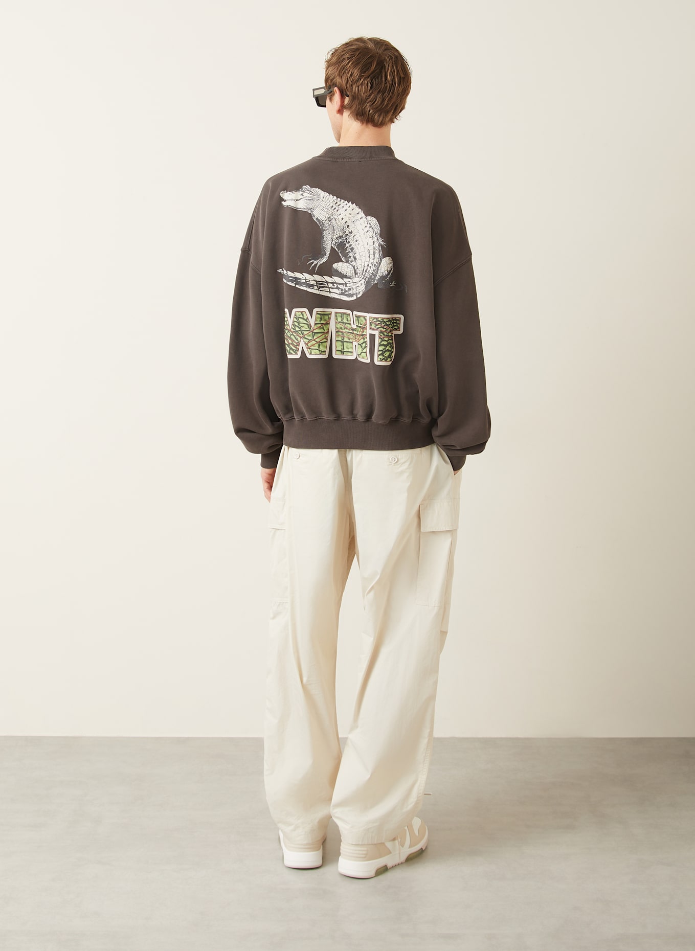 Off-White Oversized sweatshirt: DARK GRAY / GREEN / WHITE