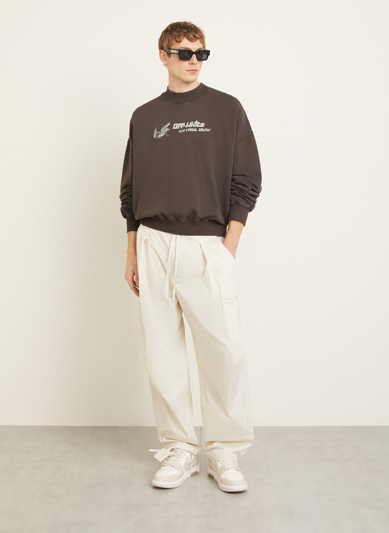 Off-White Oversized sweatshirt: DARK GRAY / GREEN / WHITE