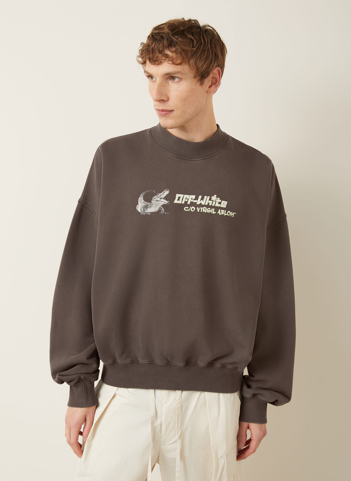 Off-White Oversized sweatshirt: DARK GRAY / GREEN / WHITE