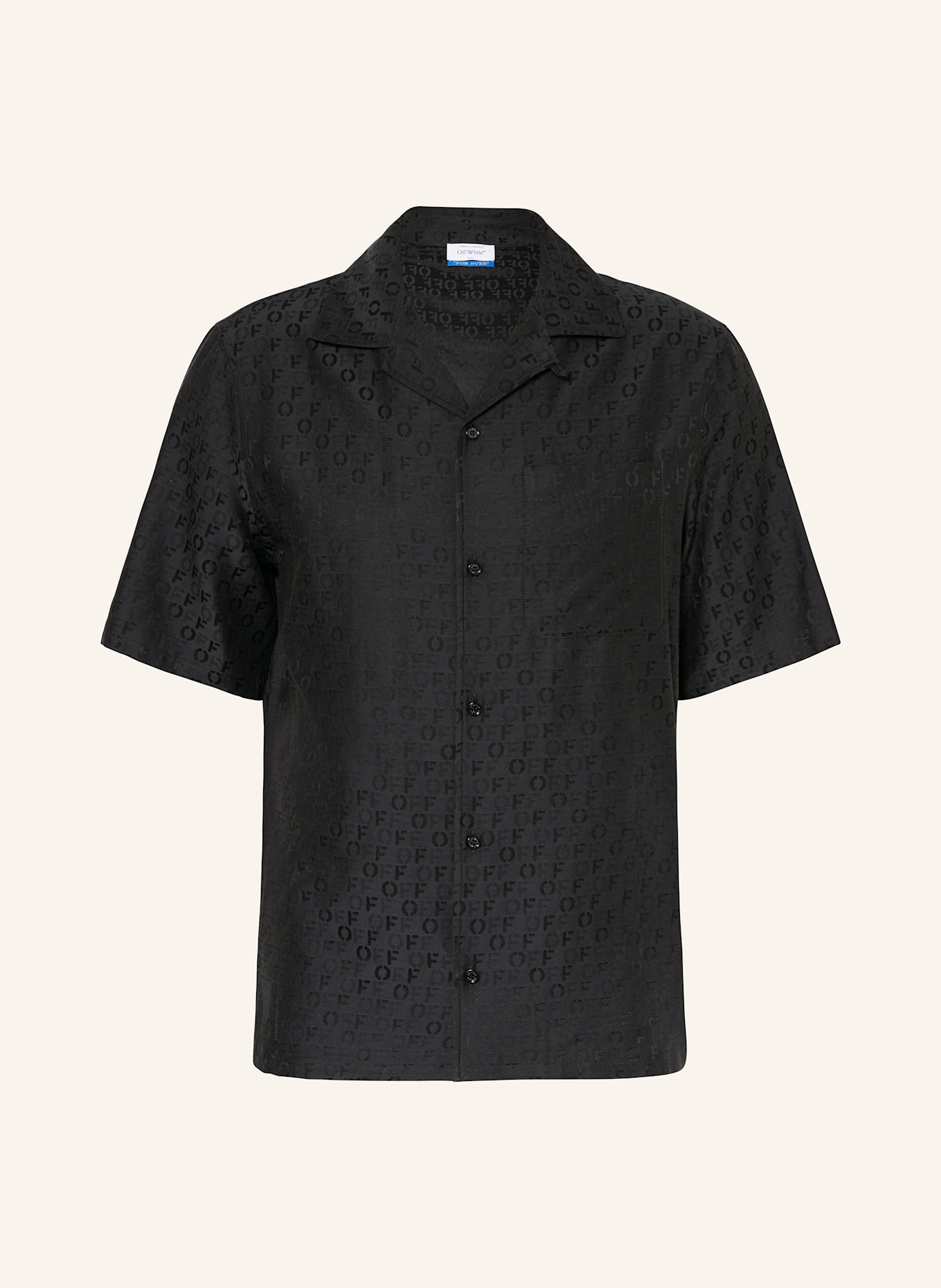 Off-White Resorthemd Regular Fit mit Seide: SCHWARZ