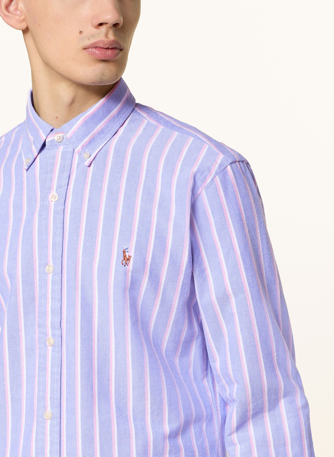POLO RALPH LAUREN Oxfordhemd Custom Fit: BLAU / WEISS / ROSA