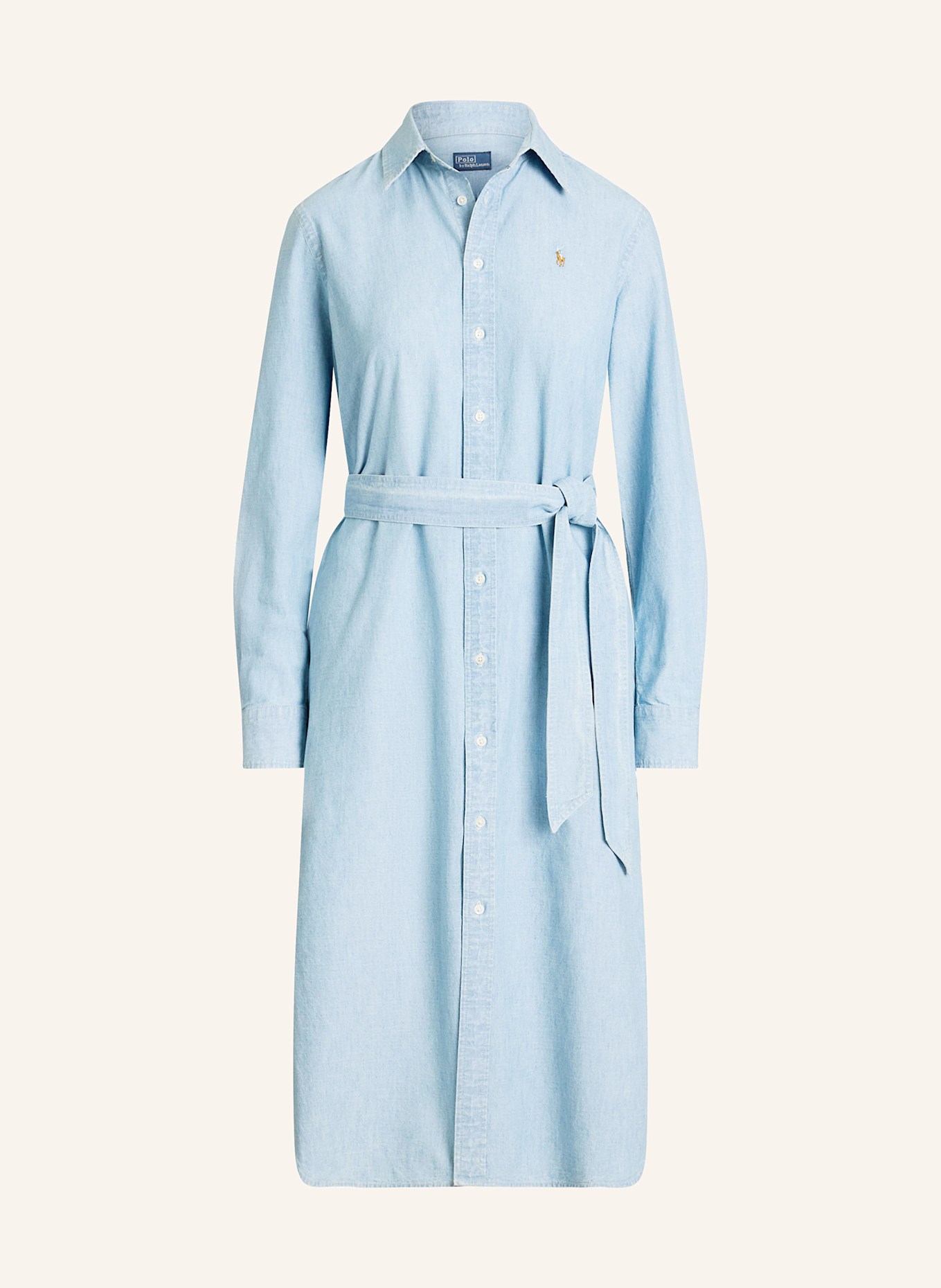 POLO RALPH LAUREN Hemdblusenkleid in Jeansoptik: HELLBLAU