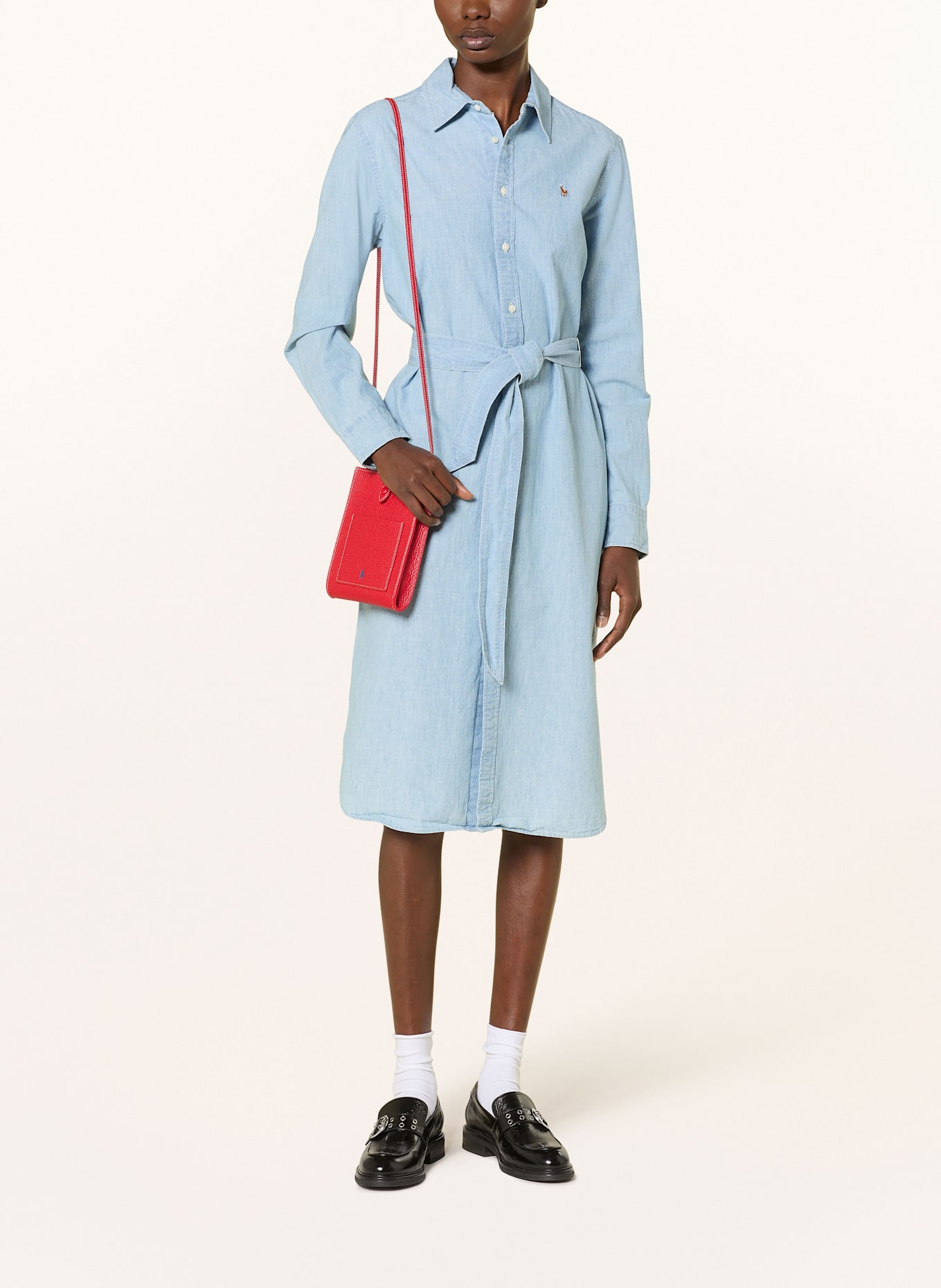 POLO RALPH LAUREN Hemdblusenkleid in Jeansoptik: HELLBLAU