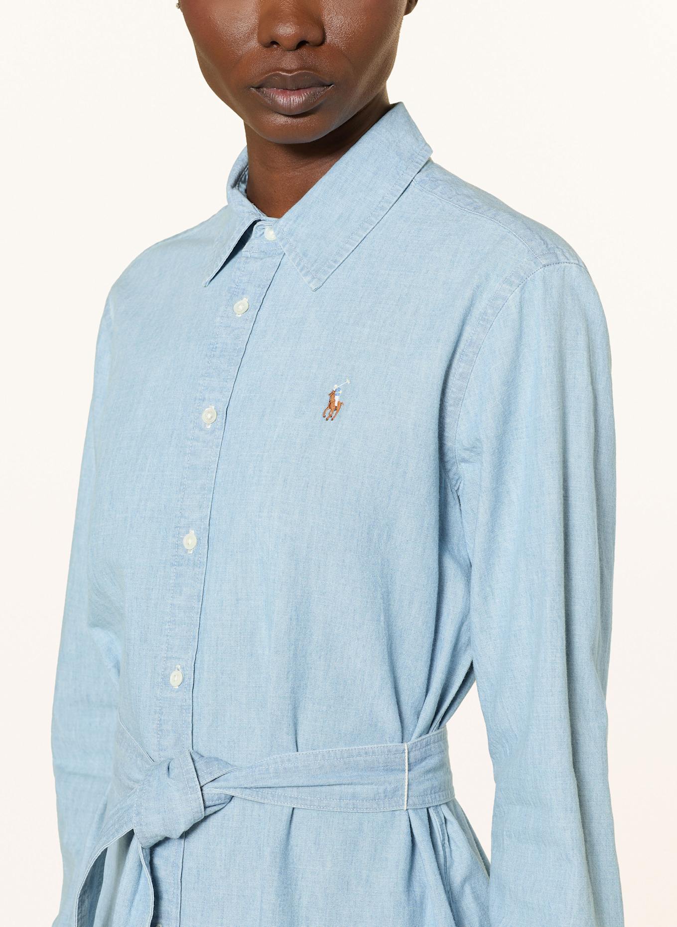 POLO RALPH LAUREN Hemdblusenkleid in Jeansoptik: HELLBLAU