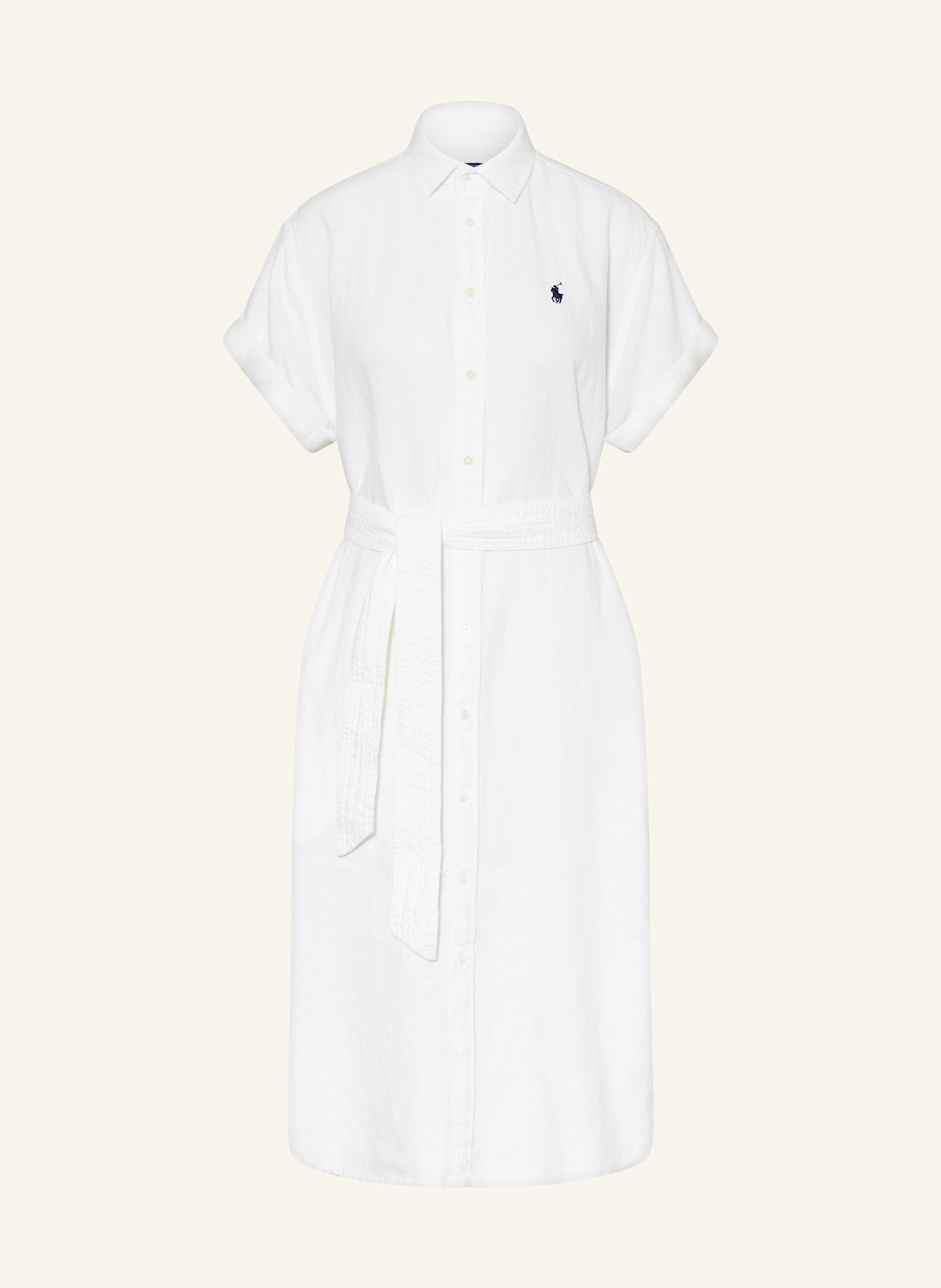 POLO RALPH LAUREN Hemdblusenkleid aus Leinen: WEISS