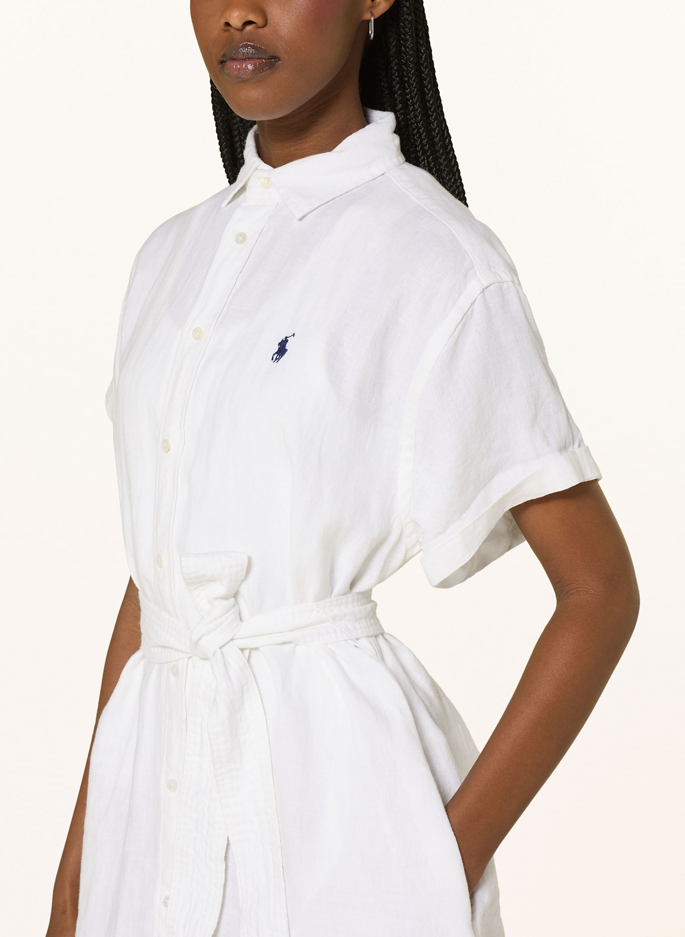 POLO RALPH LAUREN Hemdblusenkleid aus Leinen: WEISS
