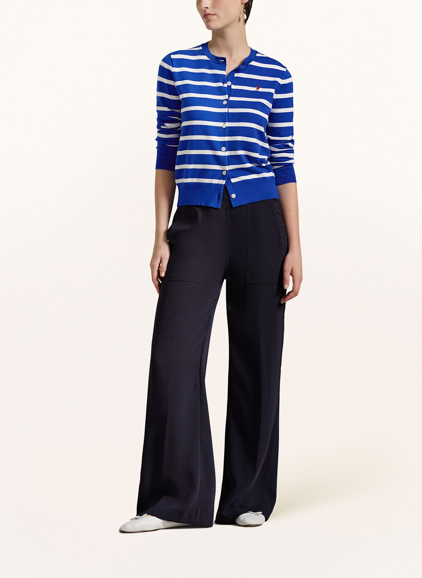 POLO RALPH LAUREN Strickjacke: BLAU / WEISS