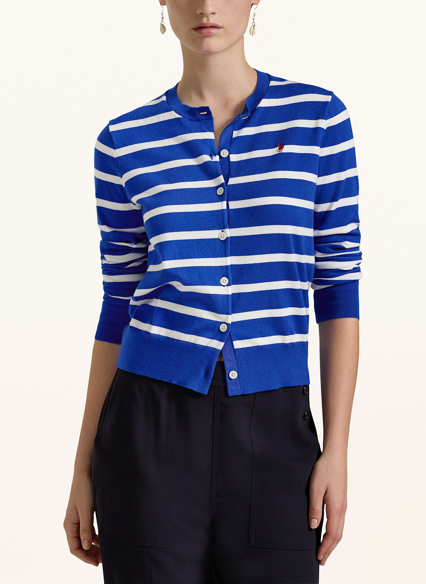 POLO RALPH LAUREN Strickjacke: BLAU / WEISS