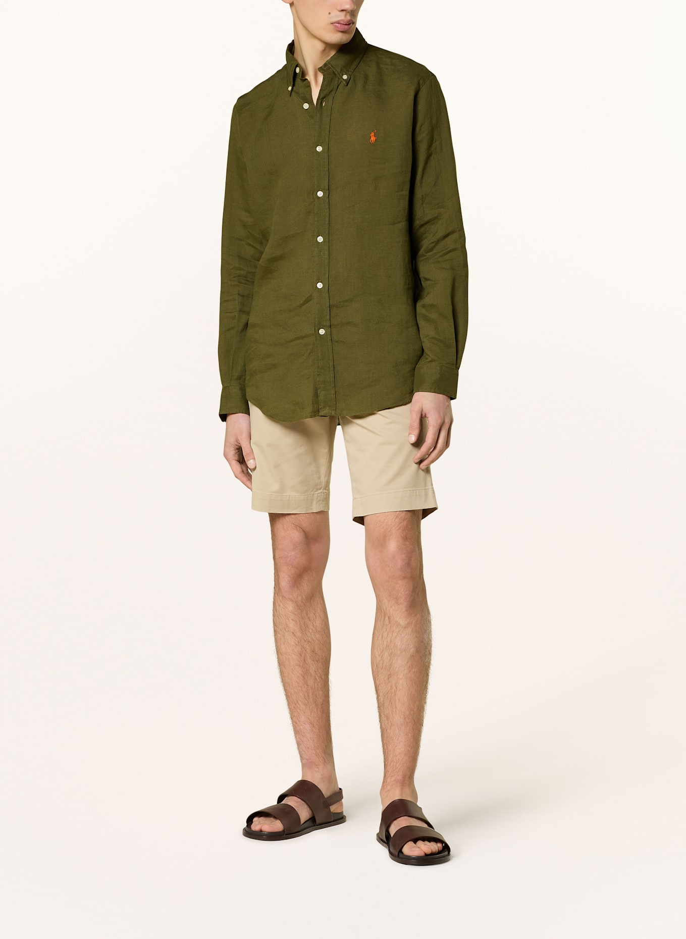 POLO RALPH LAUREN Leinenhemd Custom Fit: OLIV