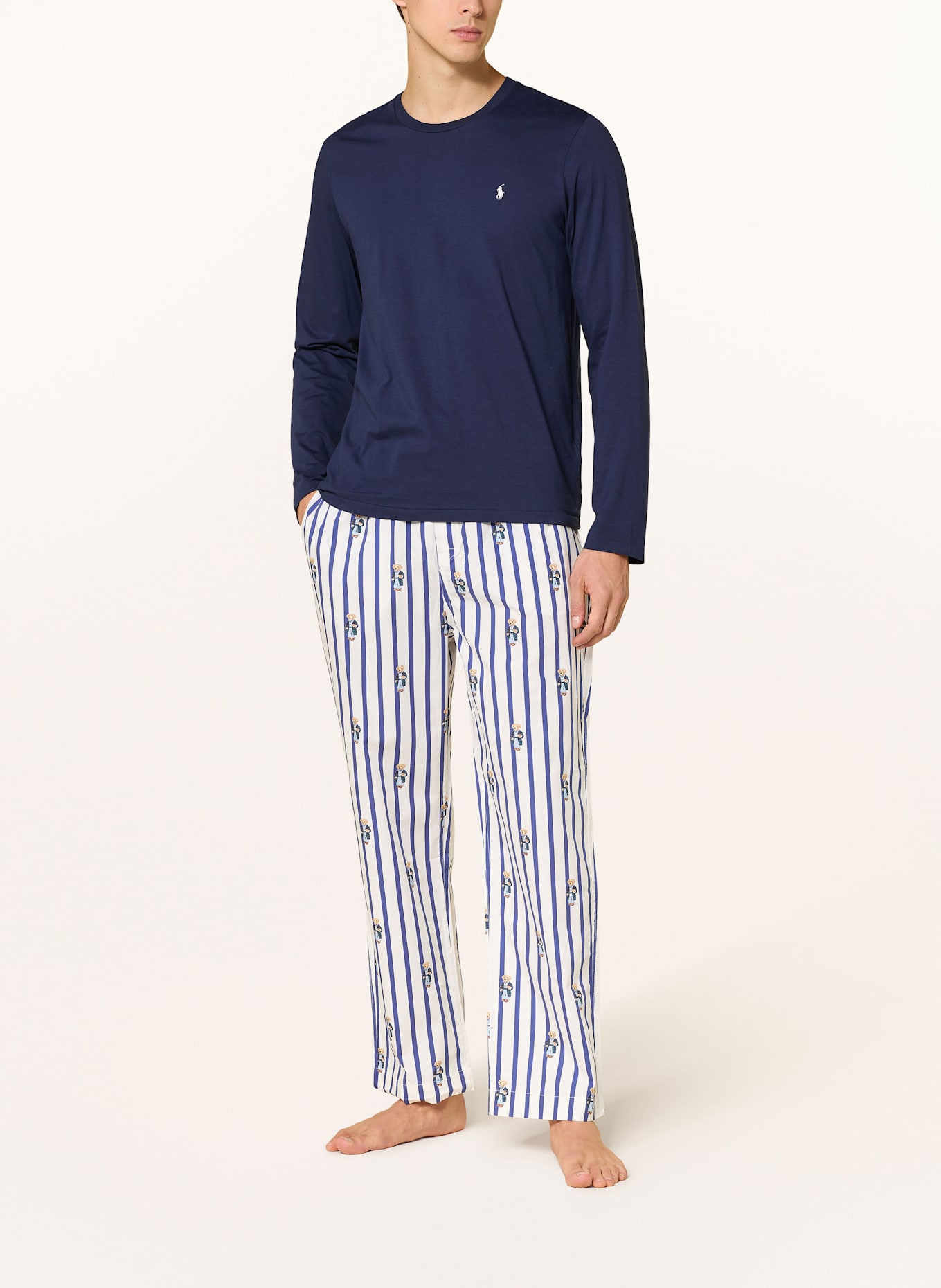 POLO RALPH LAUREN Pyžamové kalhoty: TMAVĚ MODRÁ / BÍLÁ