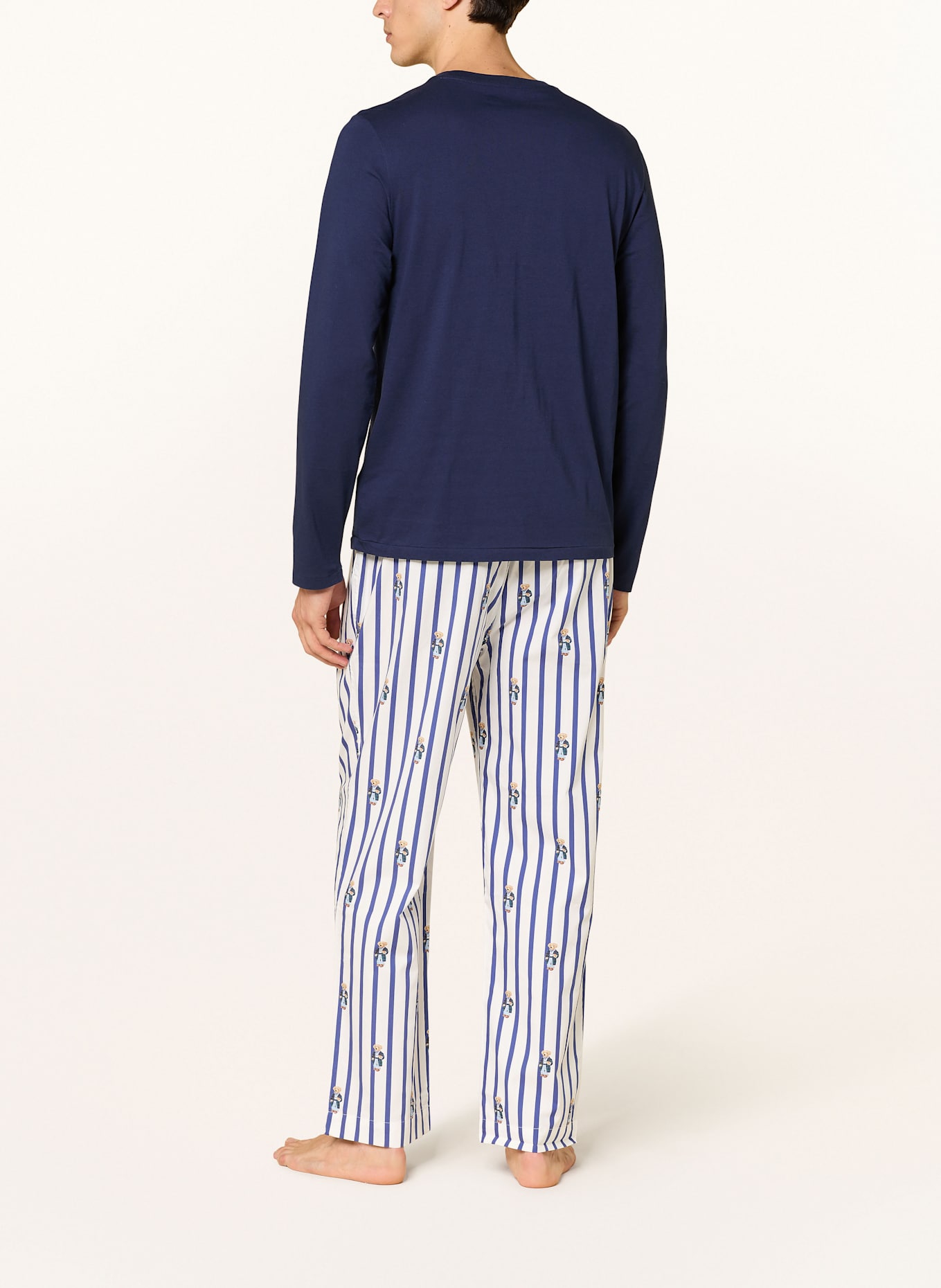 POLO RALPH LAUREN Pyžamové kalhoty: TMAVĚ MODRÁ / BÍLÁ