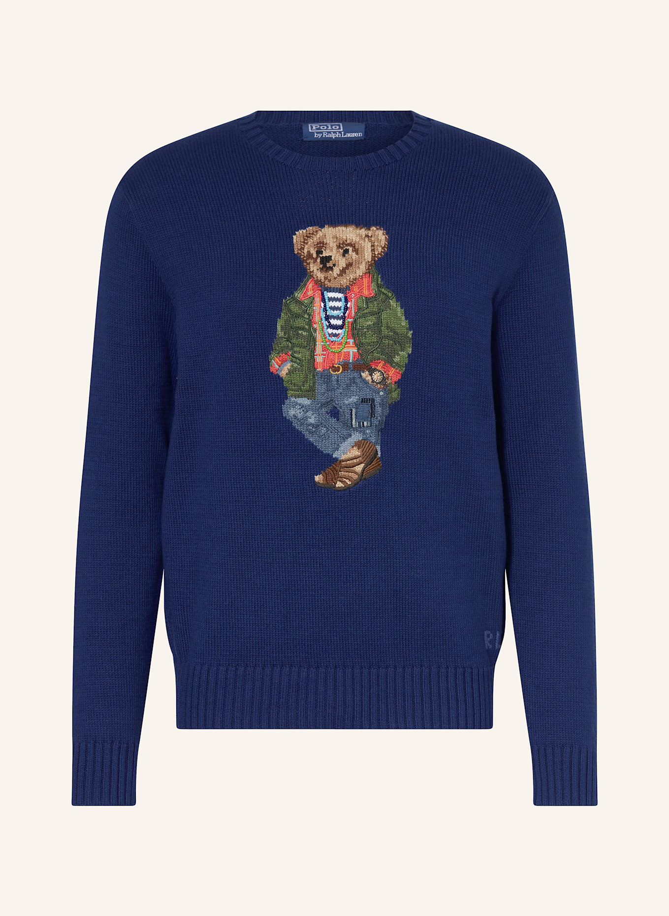 POLO RALPH LAUREN Sweater with decorative beads: DARK BLUE / GREEN / BROWN
