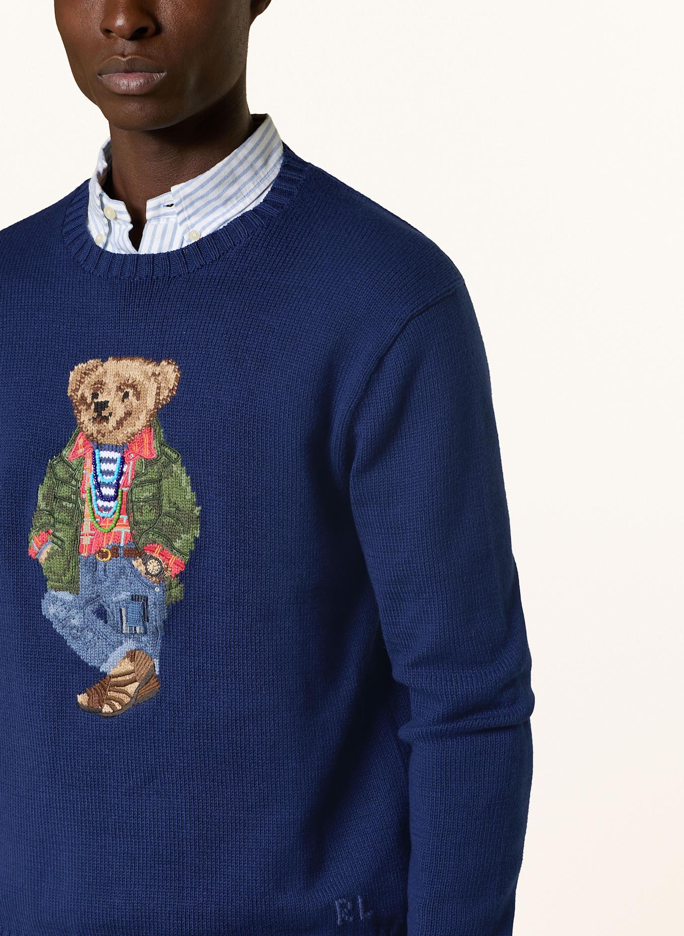 POLO RALPH LAUREN Sweater with decorative beads: DARK BLUE / GREEN / BROWN