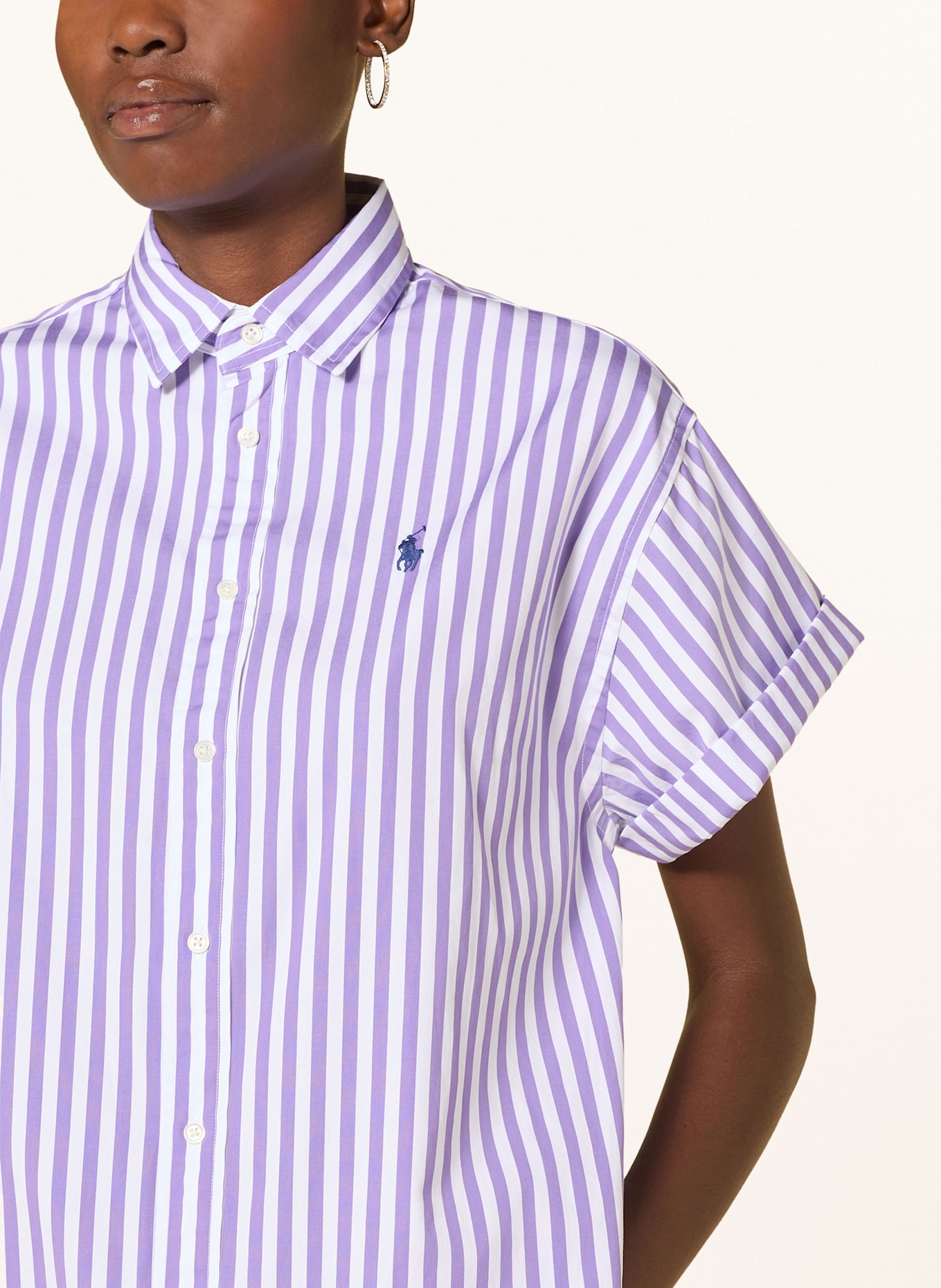 POLO RALPH LAUREN Shirt dress: PURPLE / WHITE