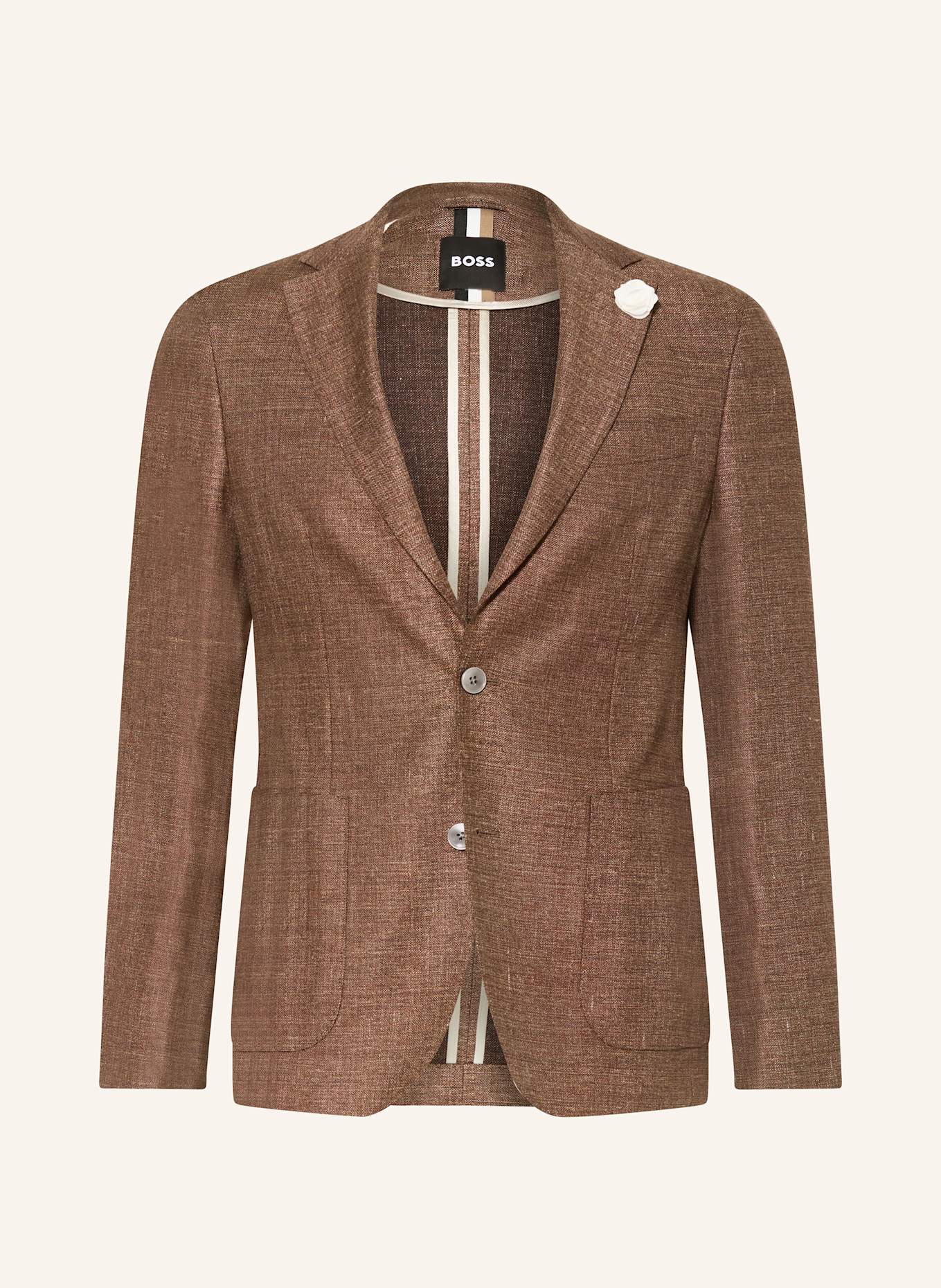 BOSS Anzugsakko HANRY Slim Fit mit Leinen: 204 DARK BROWN