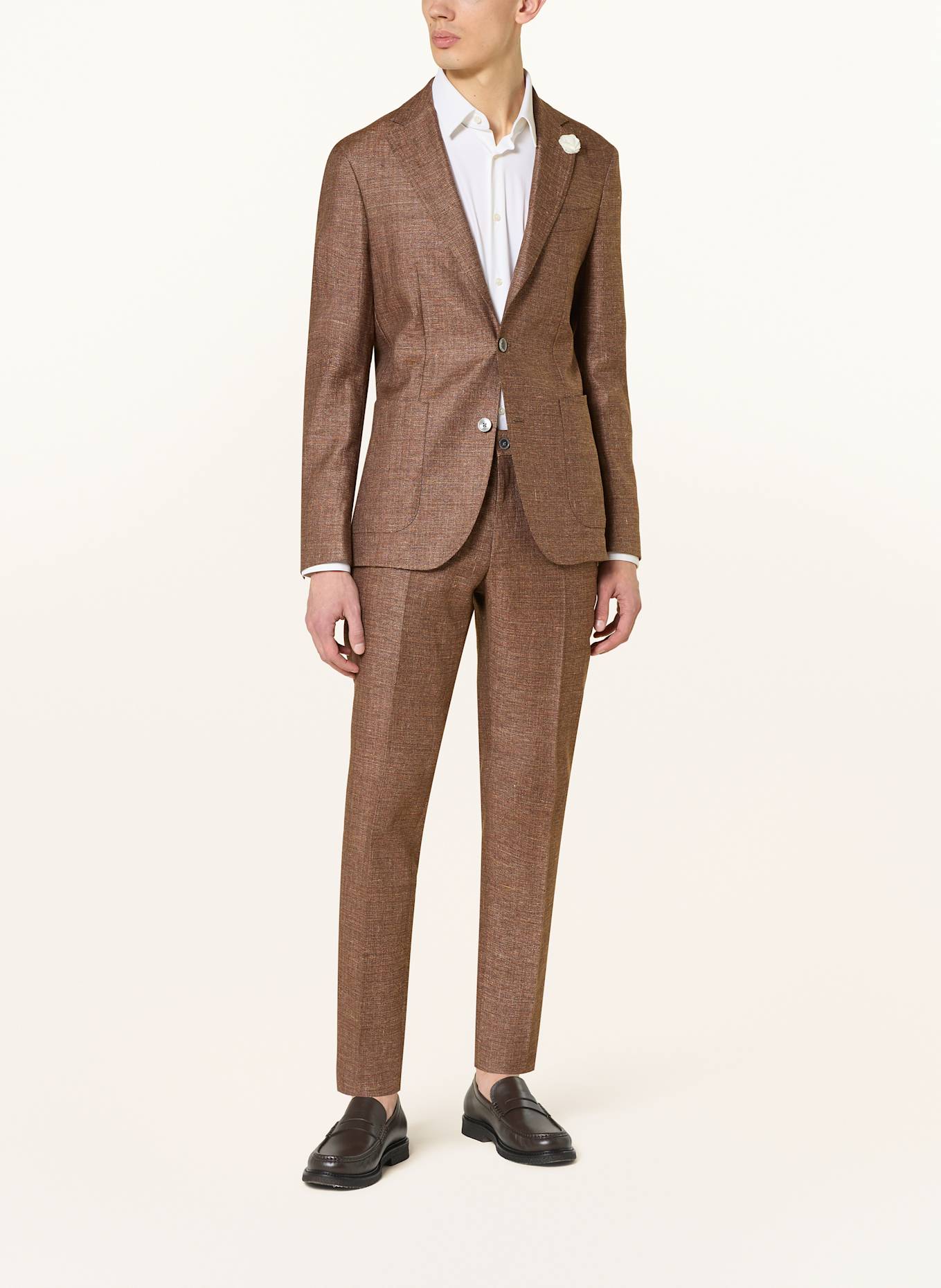BOSS Anzugsakko HANRY Slim Fit mit Leinen: 204 DARK BROWN