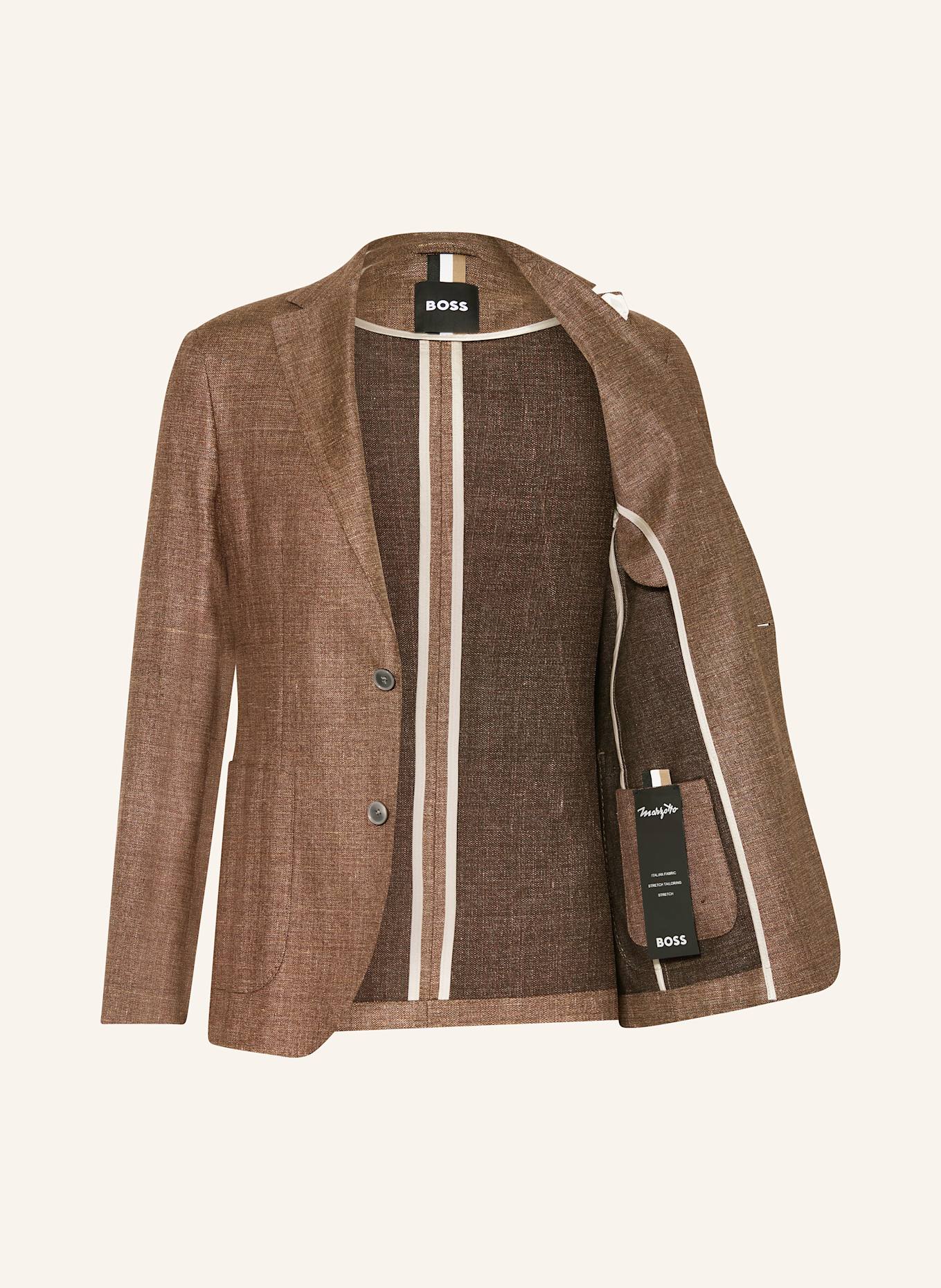BOSS Anzugsakko HANRY Slim Fit mit Leinen: 204 DARK BROWN