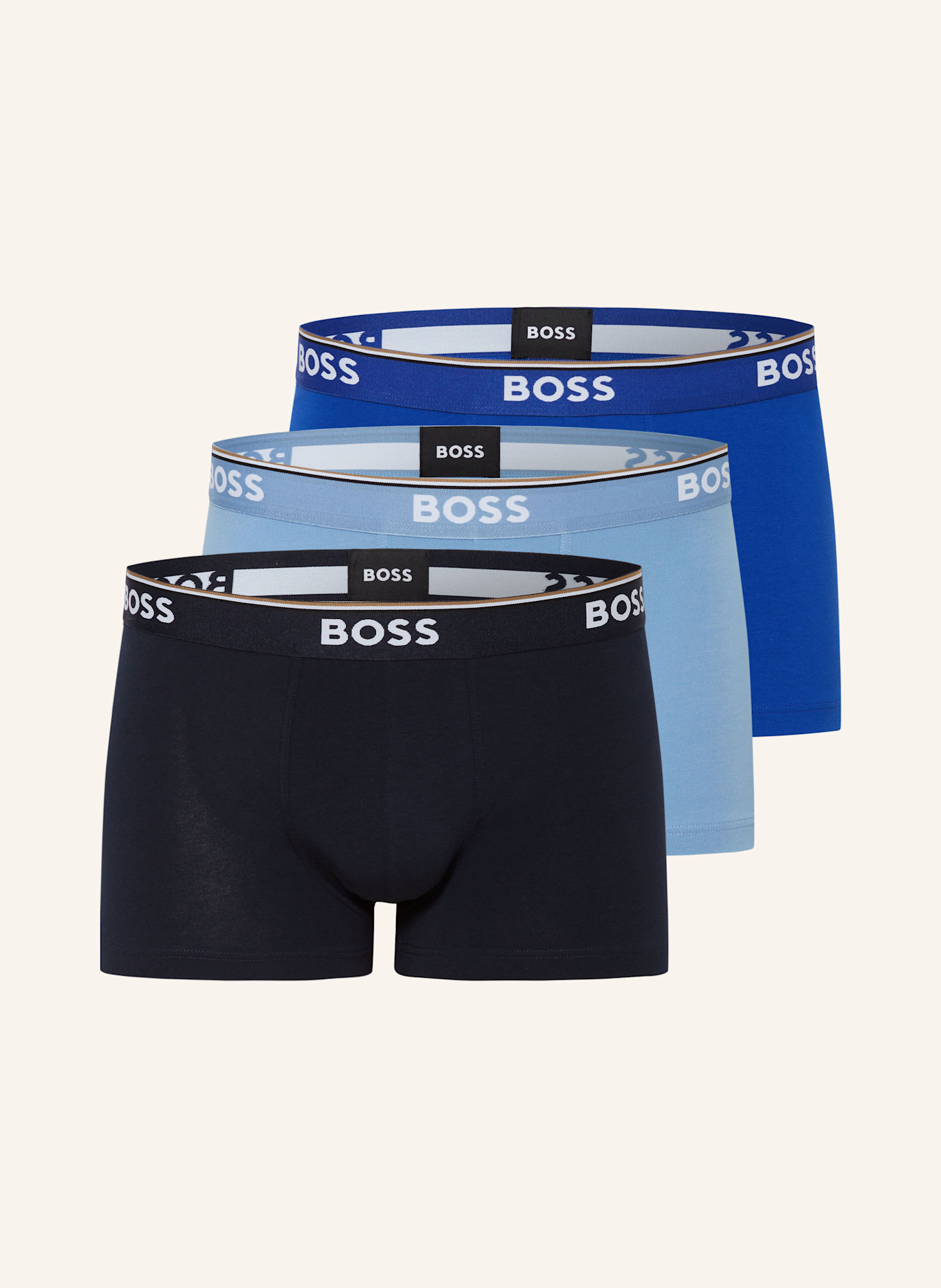 BOSS 3-pack boxer shorts POWER: LIGHT BLUE/ BLUE/ BLACK