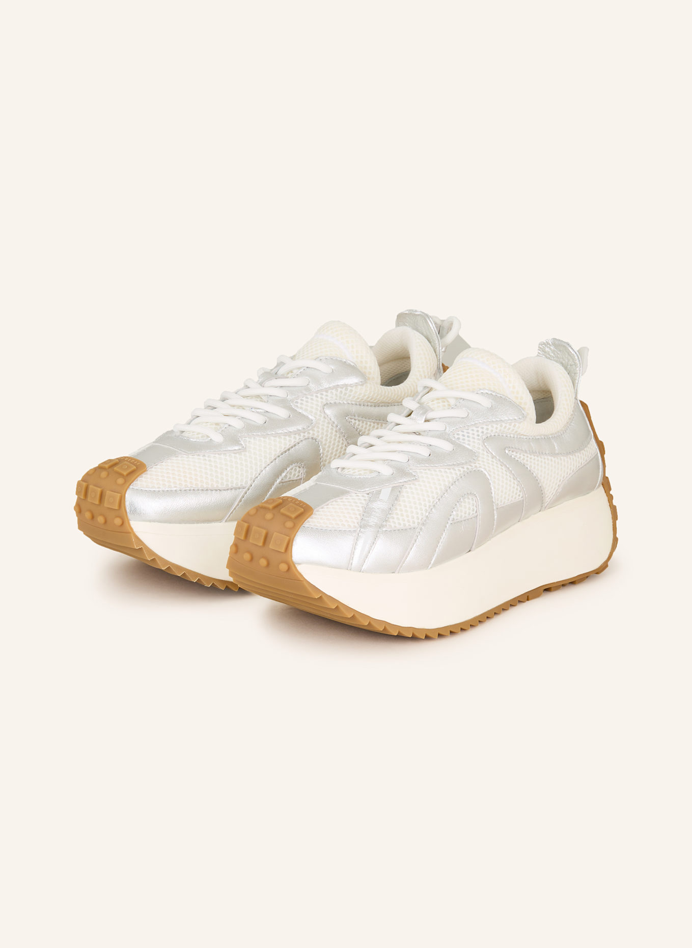 INUIKII Sneakersy MARIBELLA: STŘÍBRNÁ/ REŽNÁ/ SVĚTLE HNĚDÁ