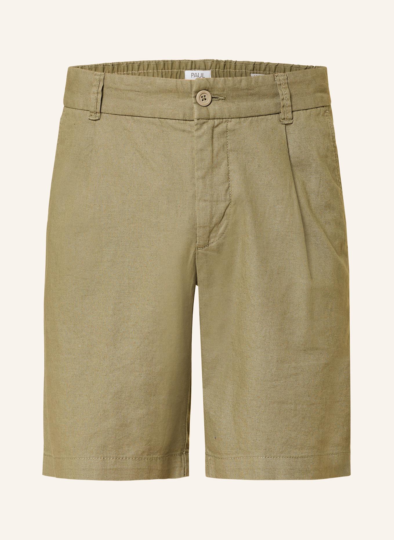 PAUL Shorts Comfort Fit mit Leinen: KHAKI