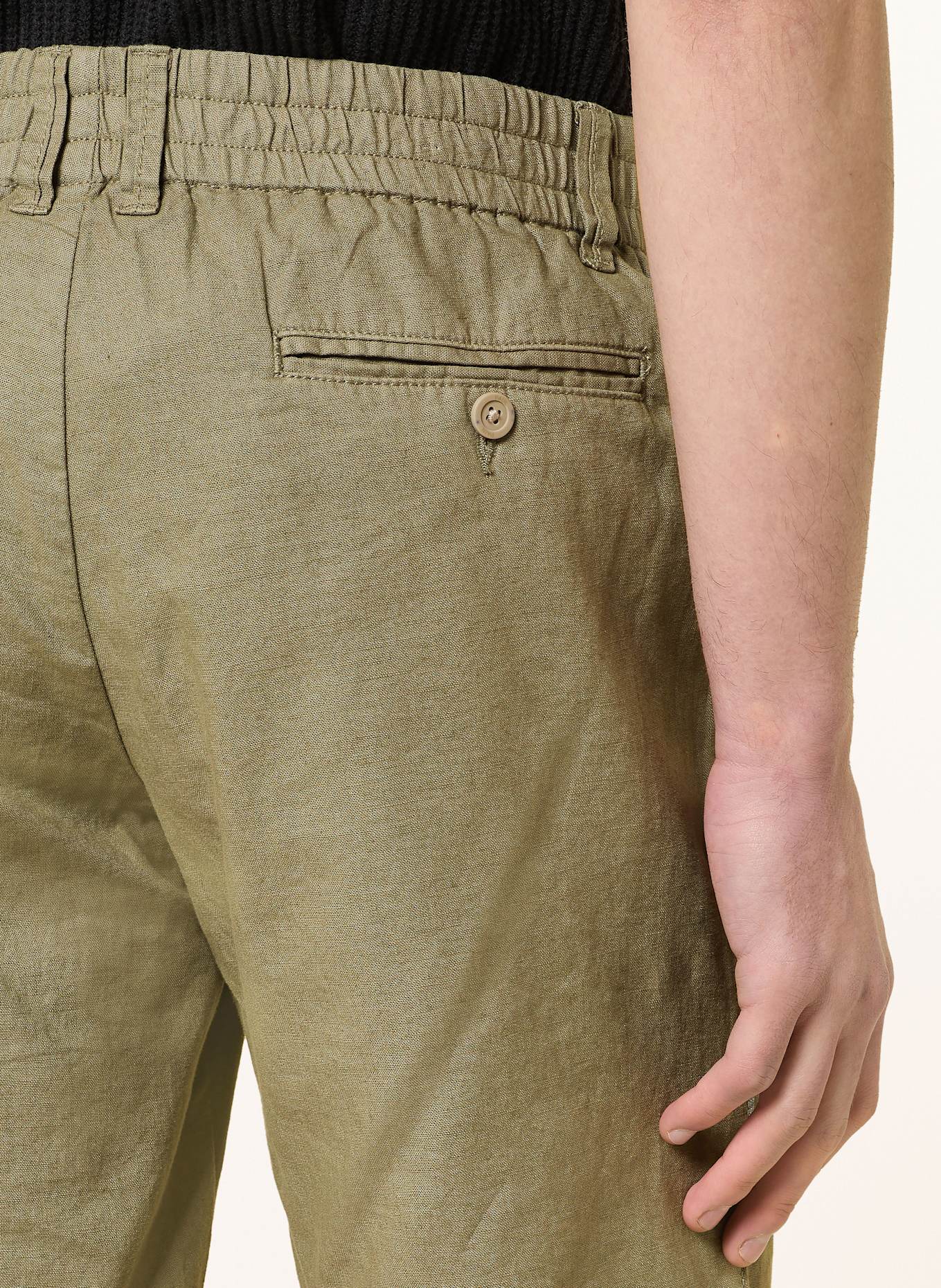 PAUL Shorts Comfort Fit mit Leinen: KHAKI