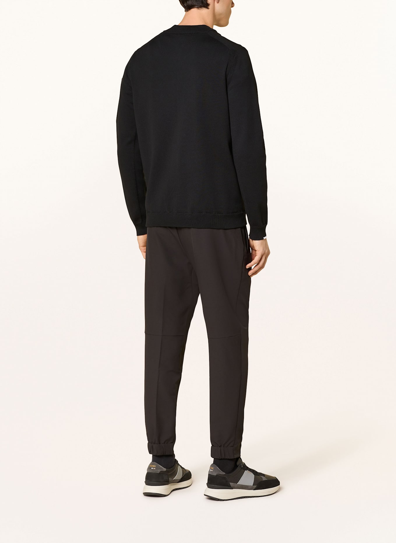 BOSS Sweatjacke EVER im Materialmix: SCHWARZ