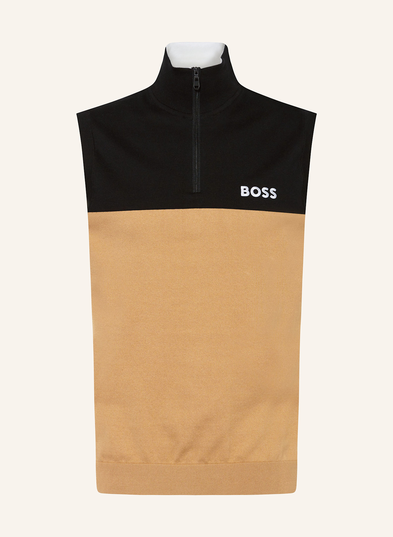 BOSS Strick-Tanktop GOLF: SCHWARZ/ CAMEL/ WEISS