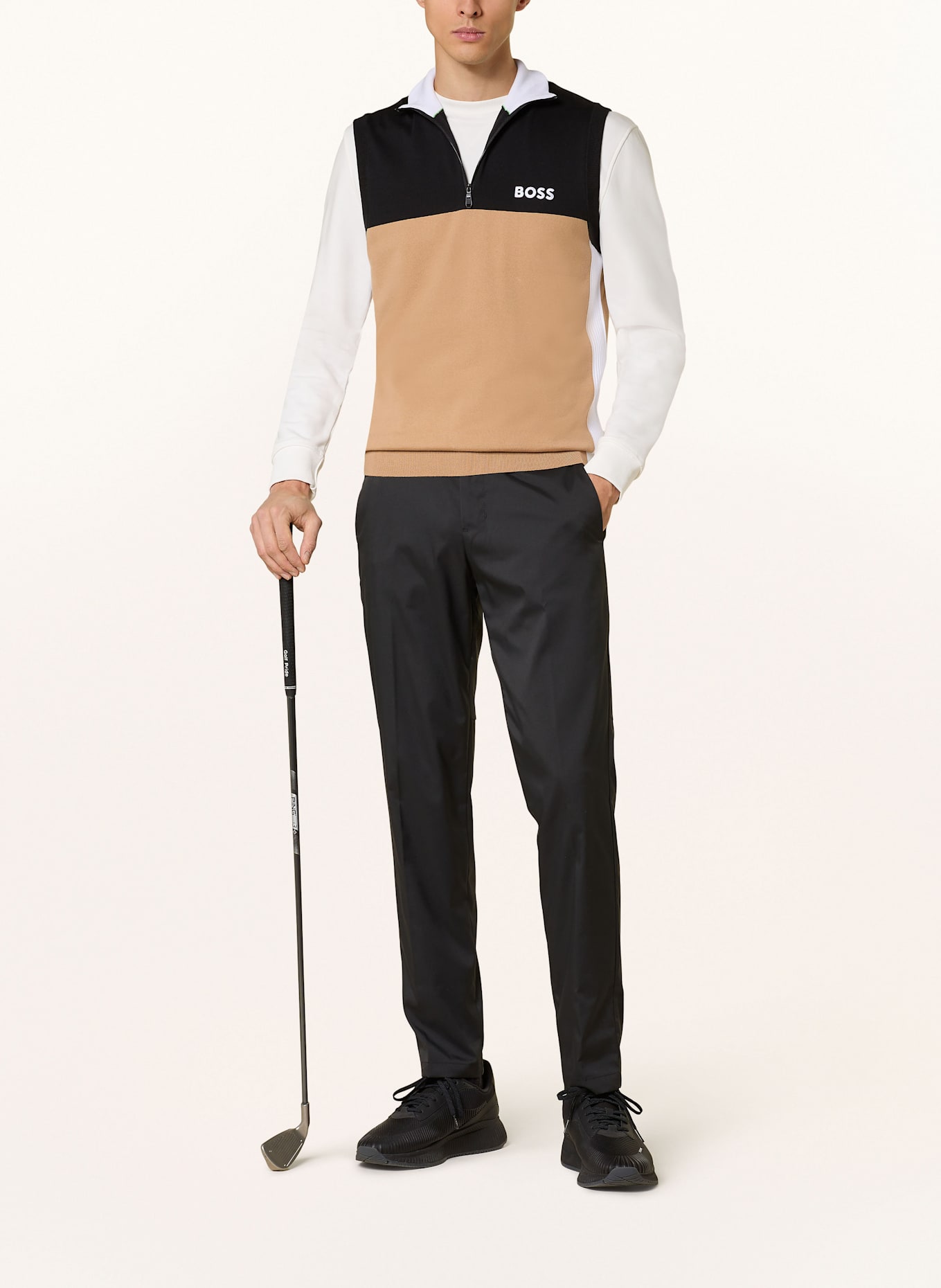 BOSS Strick-Tanktop GOLF: SCHWARZ/ CAMEL/ WEISS
