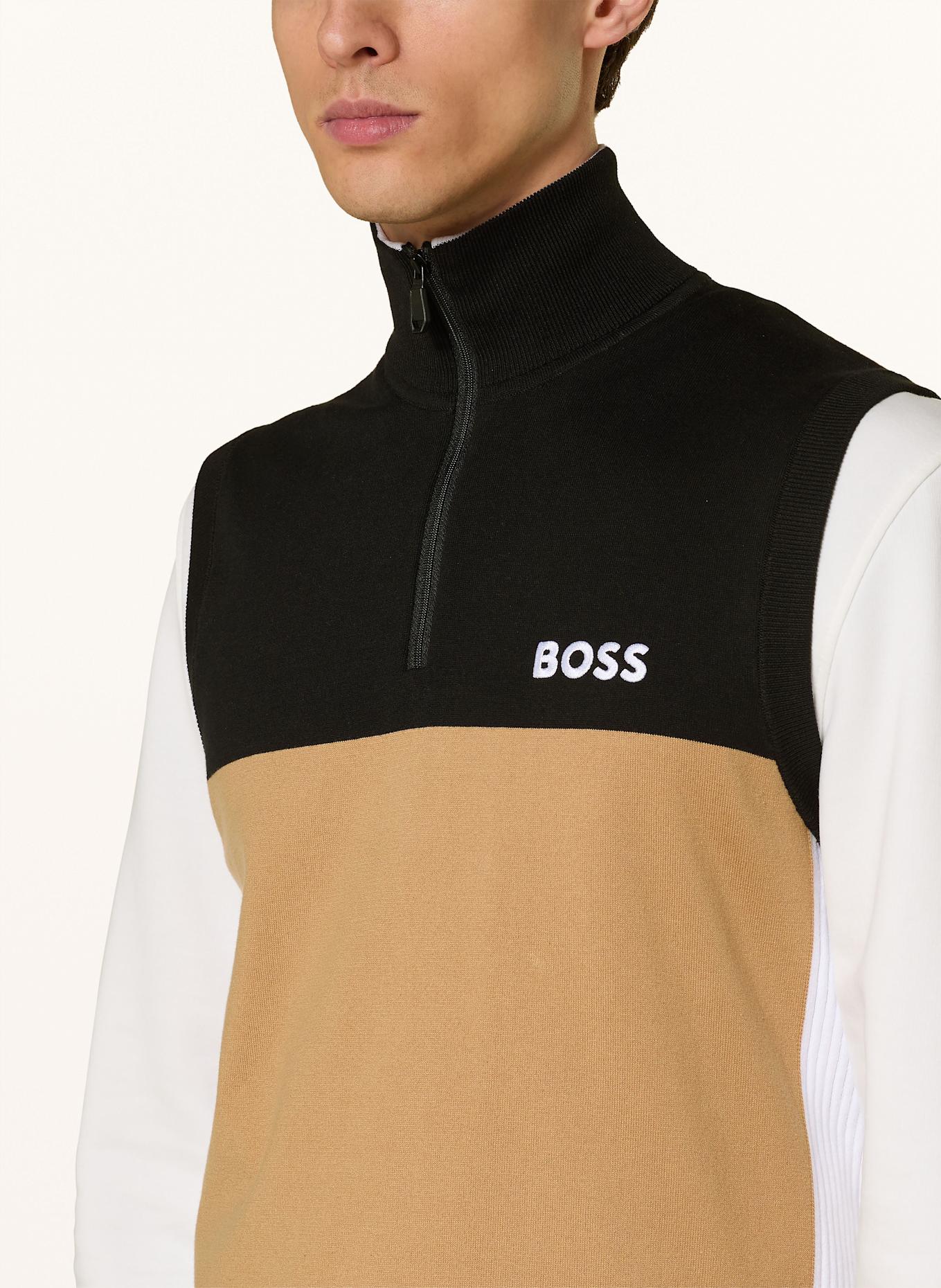 BOSS Strick-Tanktop GOLF: SCHWARZ/ CAMEL/ WEISS