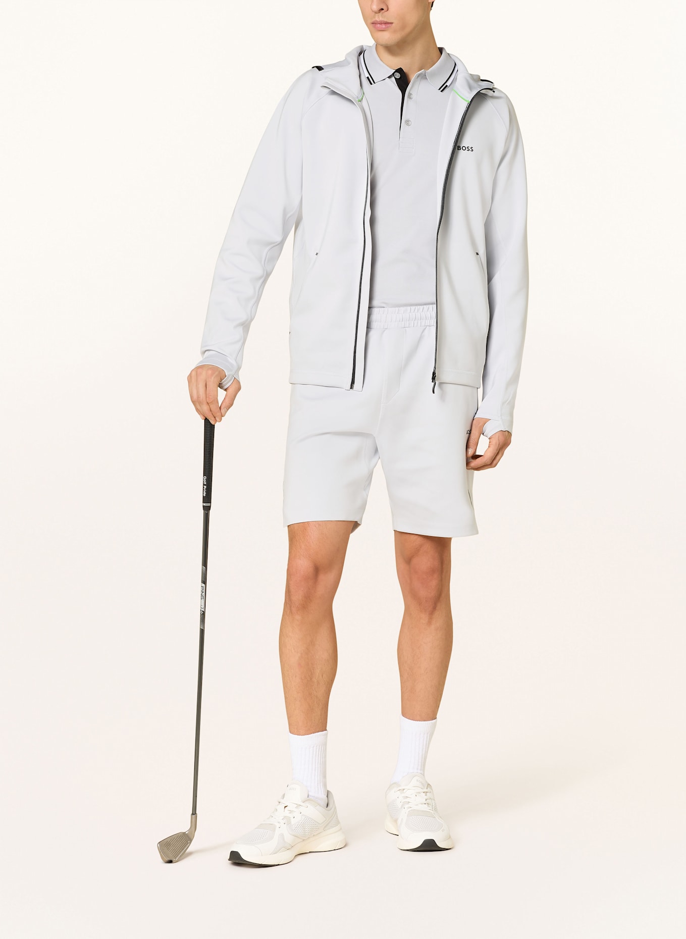 BOSS Trainingsjacke SICON ACTIVE: HELLGRAU