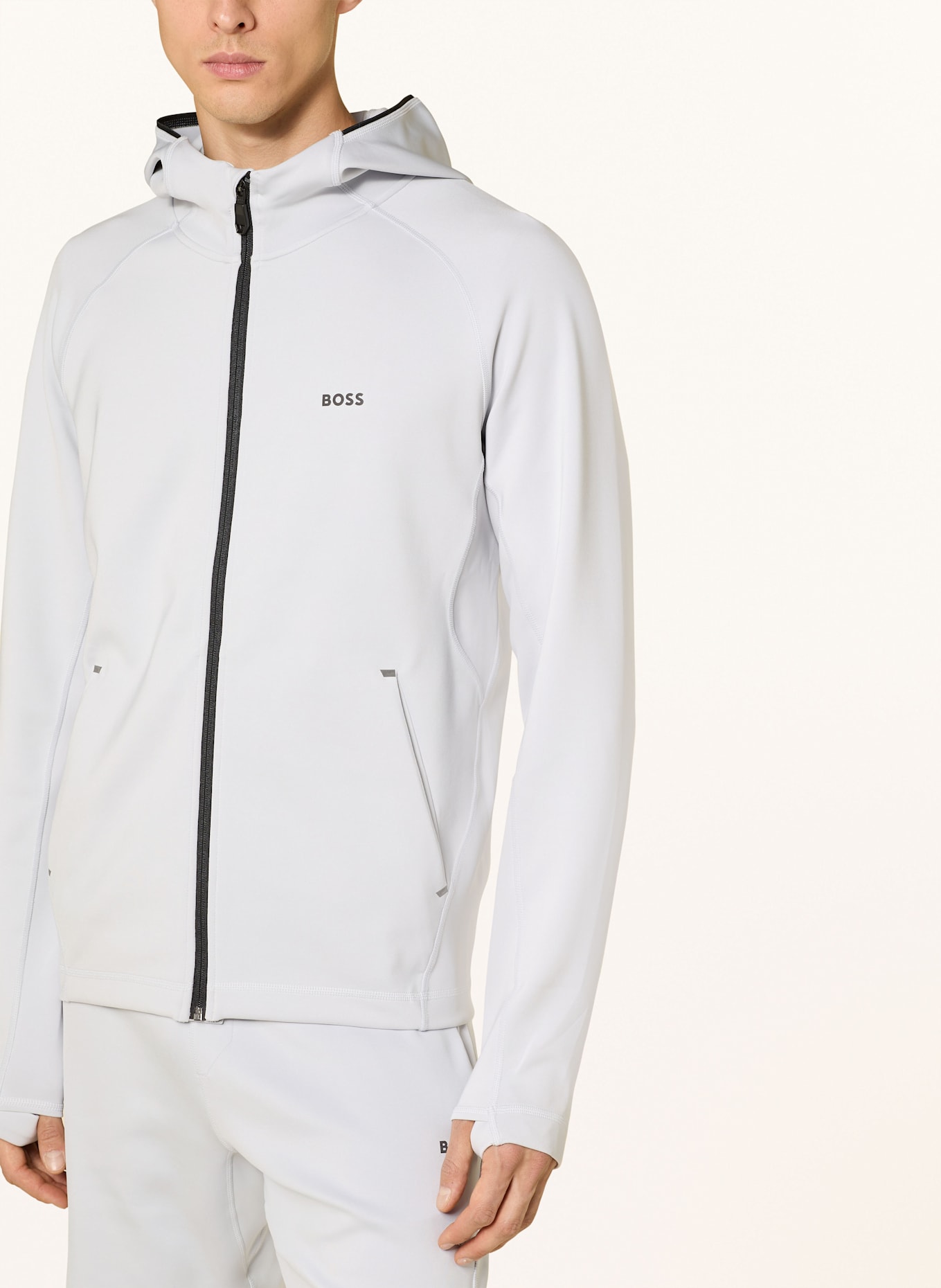 BOSS Trainingsjacke SICON ACTIVE: HELLGRAU