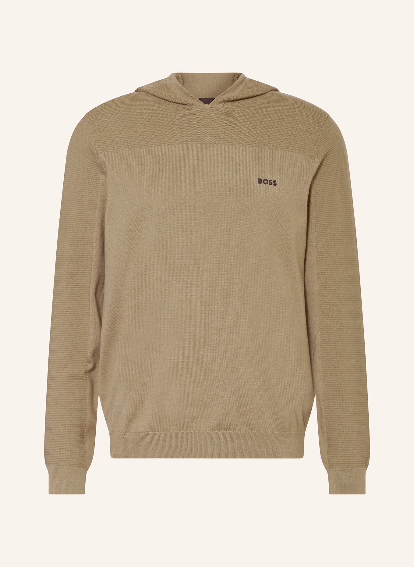 BOSS Strick-Hoodie MOMENTUM: CAMEL
