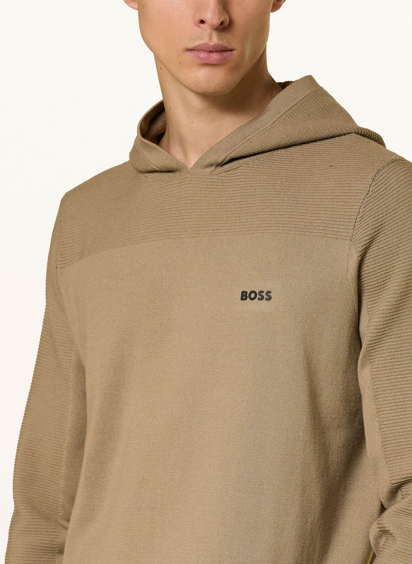 BOSS Strick-Hoodie MOMENTUM: CAMEL