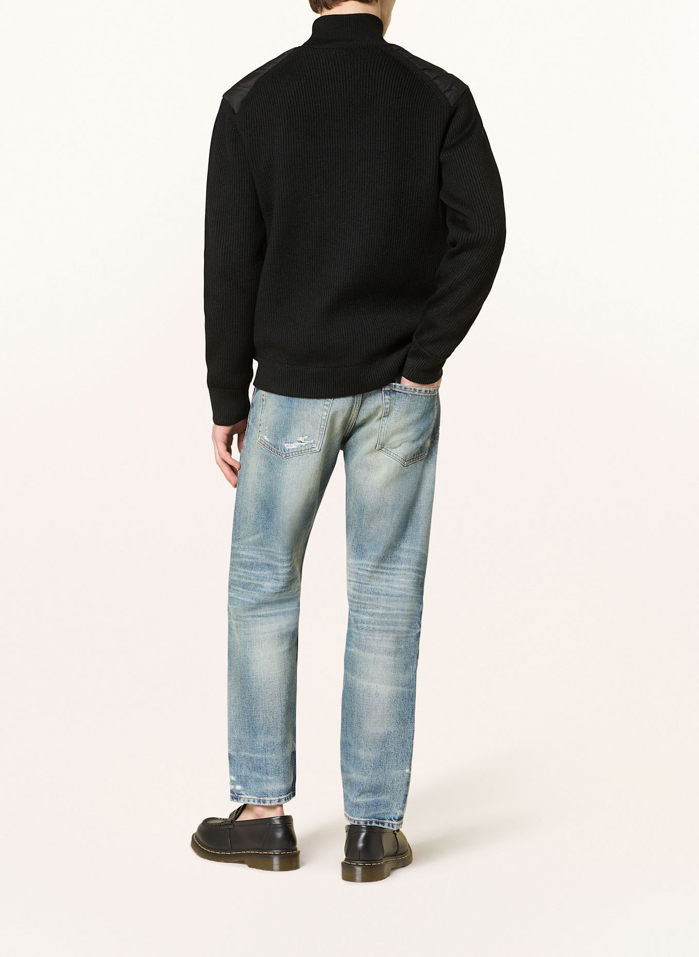 BOSS Strickjacke KYDALBRIO im Materialmix: SCHWARZ