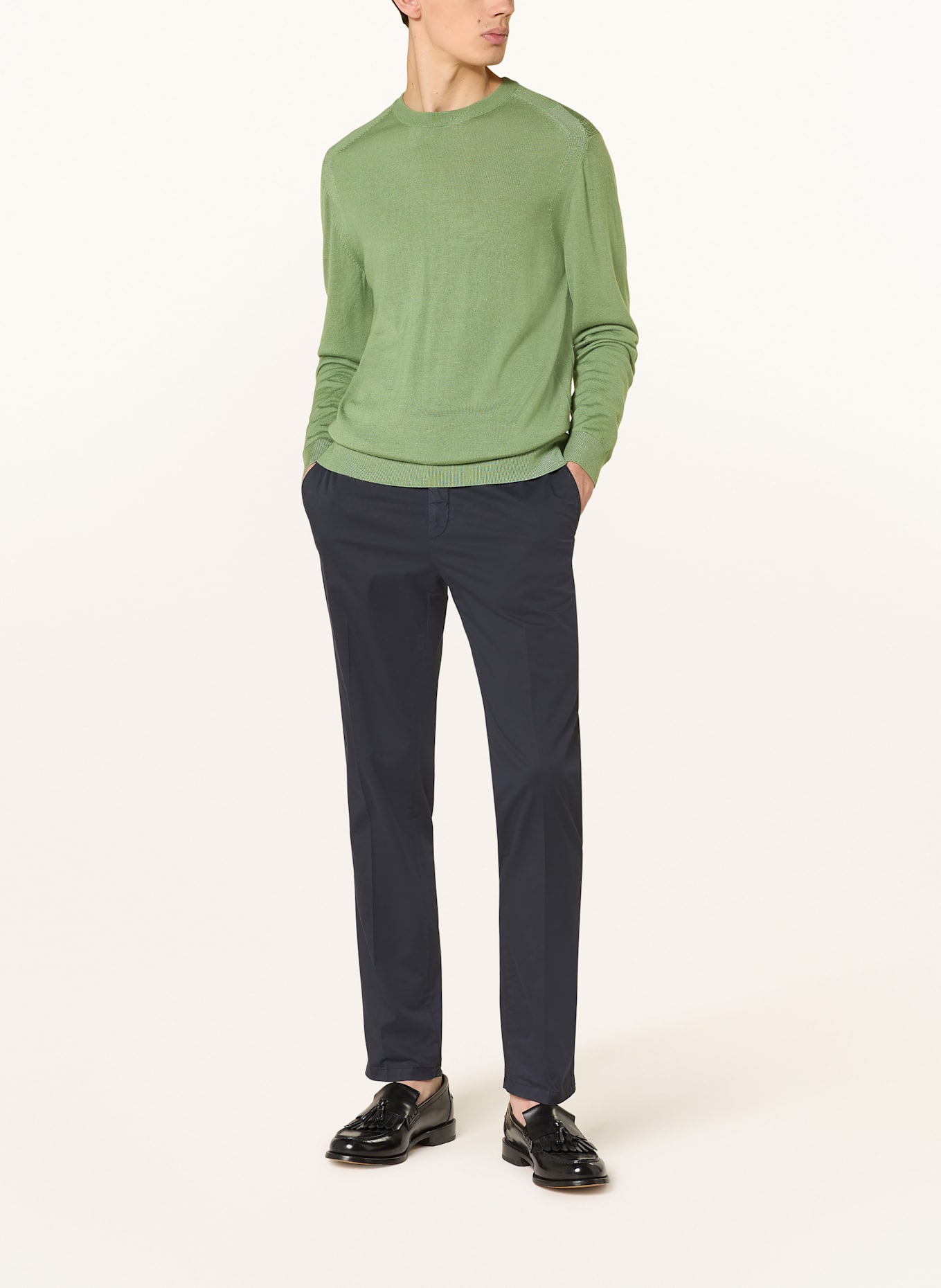BOSS Pullover OVERO mit Seide und Cashmere: GRÜN