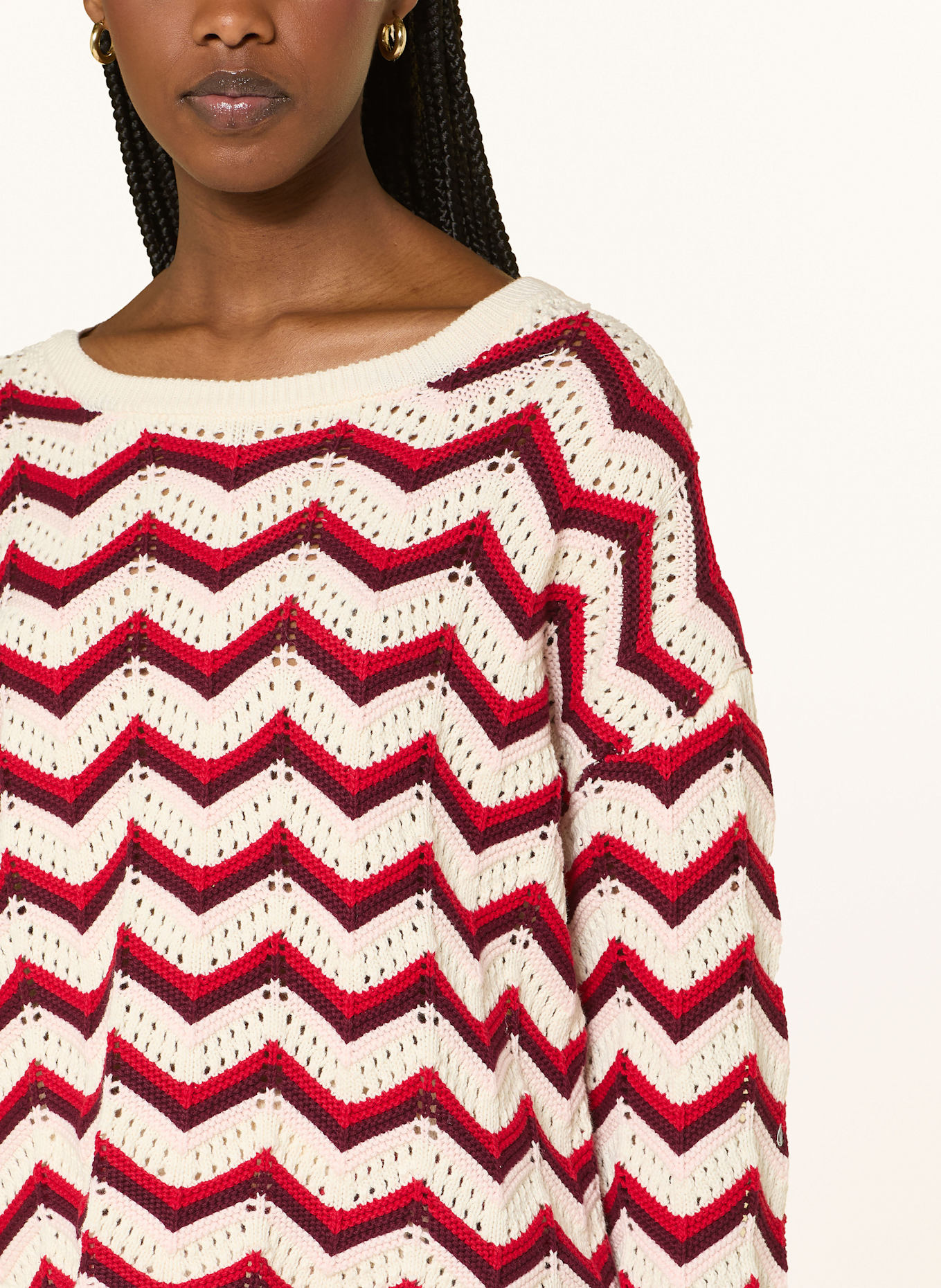 MRS & HUGS Pullover: DUNKELROT/ ROT/ ECRU