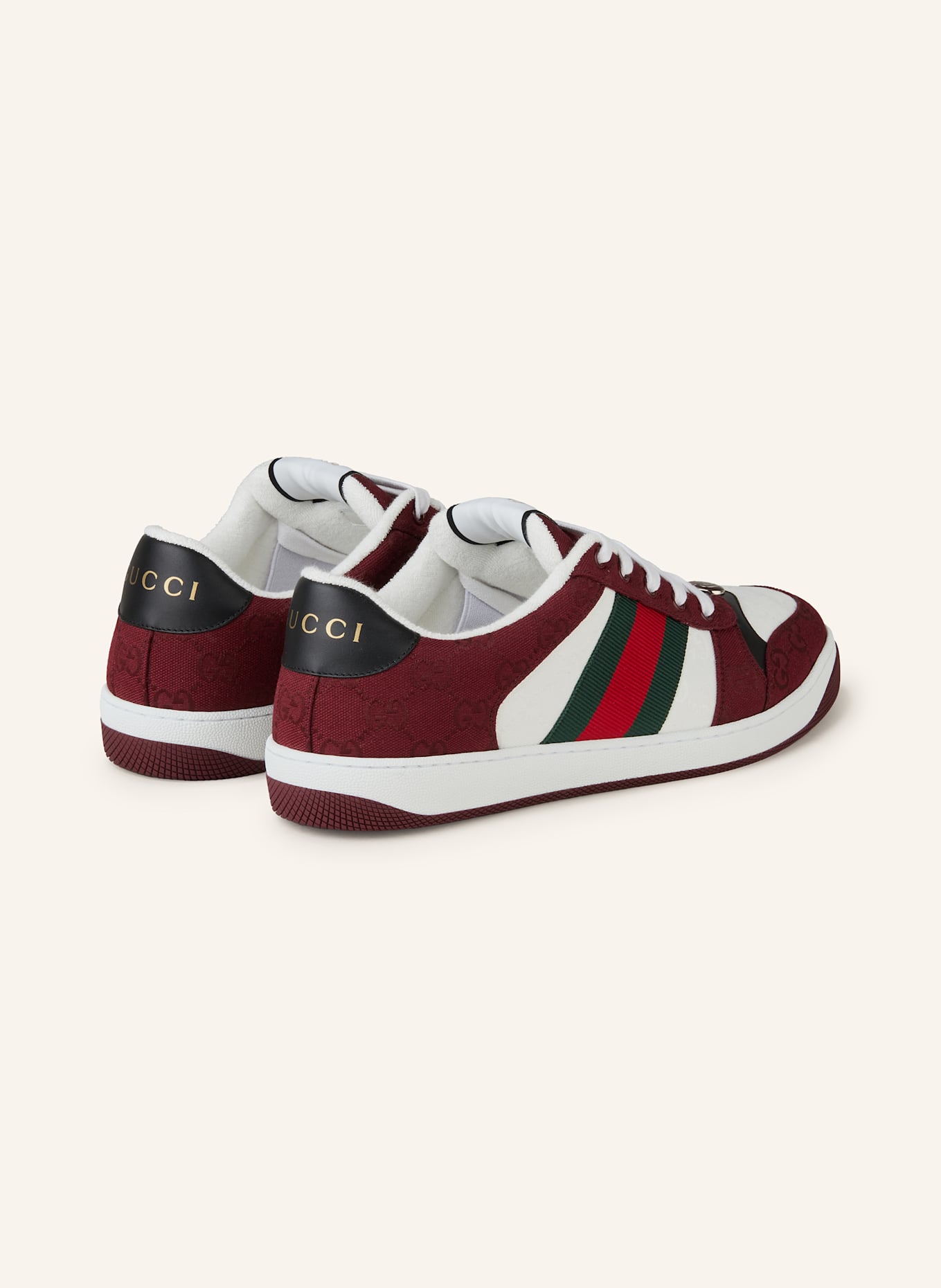 GUCCI Sneaker SCREENER: WEISS / DUNKELROT / DUNKELGRÜN