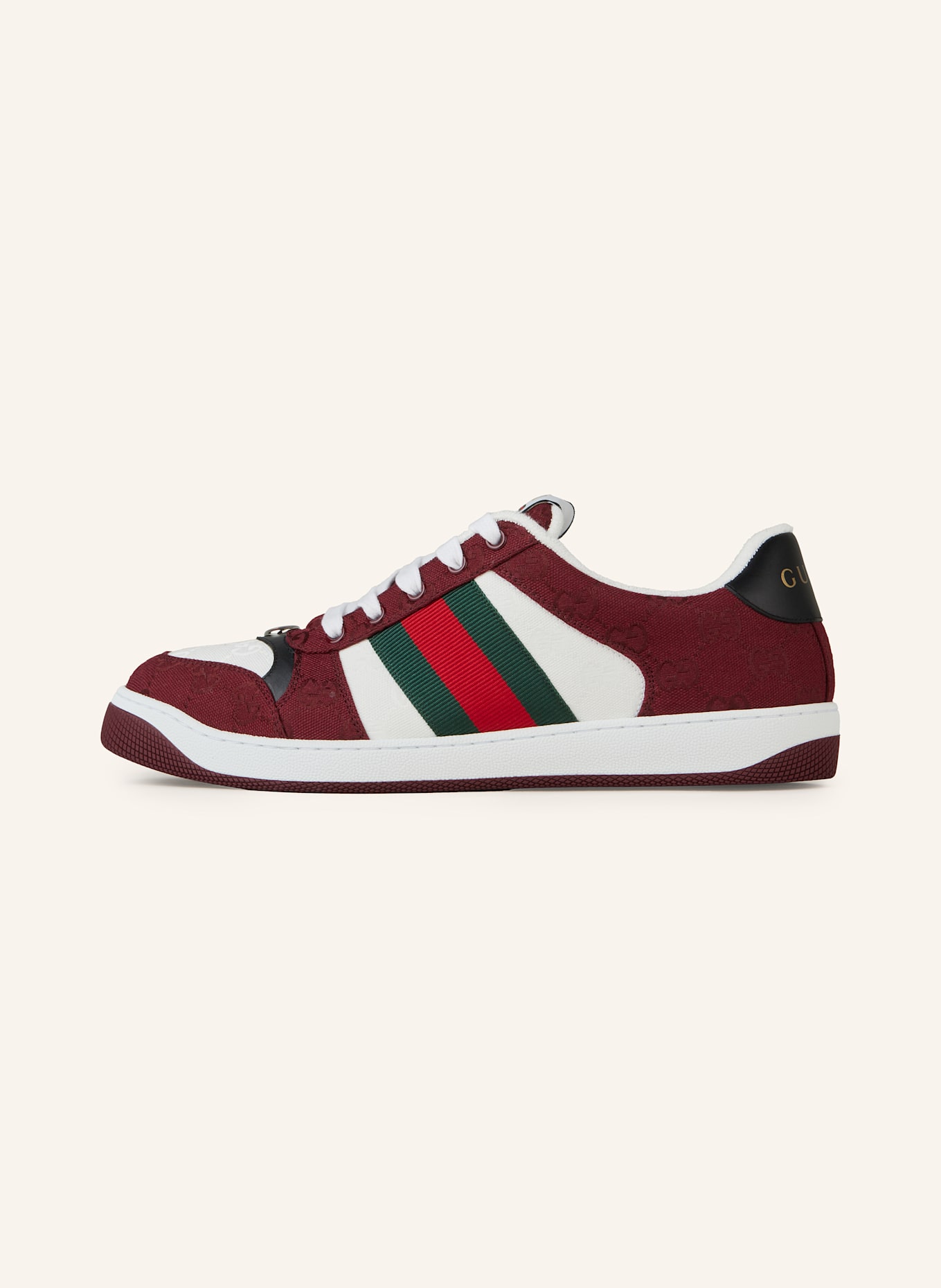 GUCCI Sneaker SCREENER: WEISS / DUNKELROT / DUNKELGRÜN