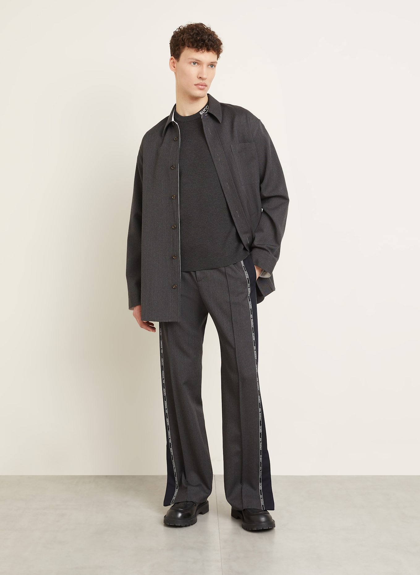 GUCCI Strickshirt mit Seide: GRAU