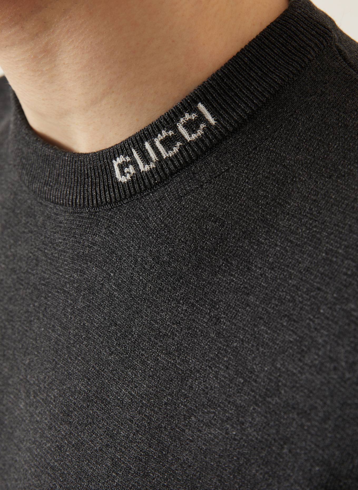 GUCCI Strickshirt mit Seide: GRAU