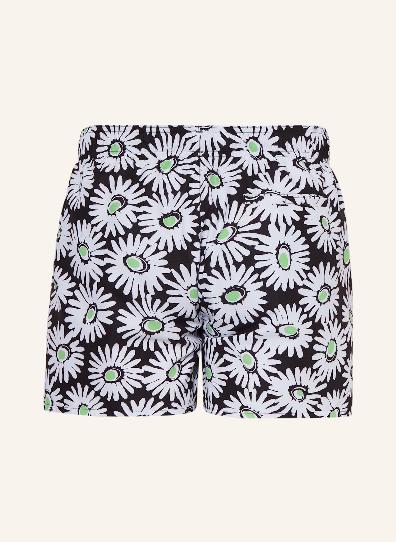 HUGO DAISE swim shorts: BLACK / WHITE / LIGHT GREEN