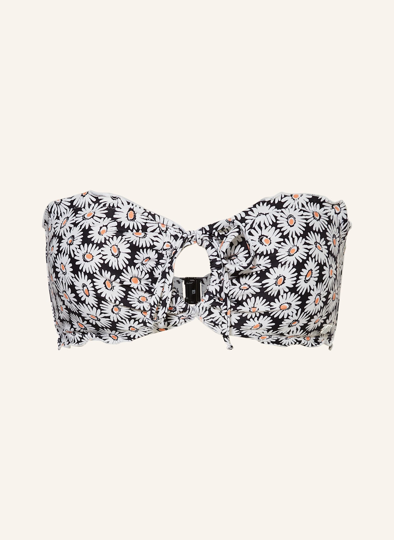 HUGO Bandeau-Bikini-Top RUFFLE: HELLGRAU/ HELLORANGE/ SCHWARZ