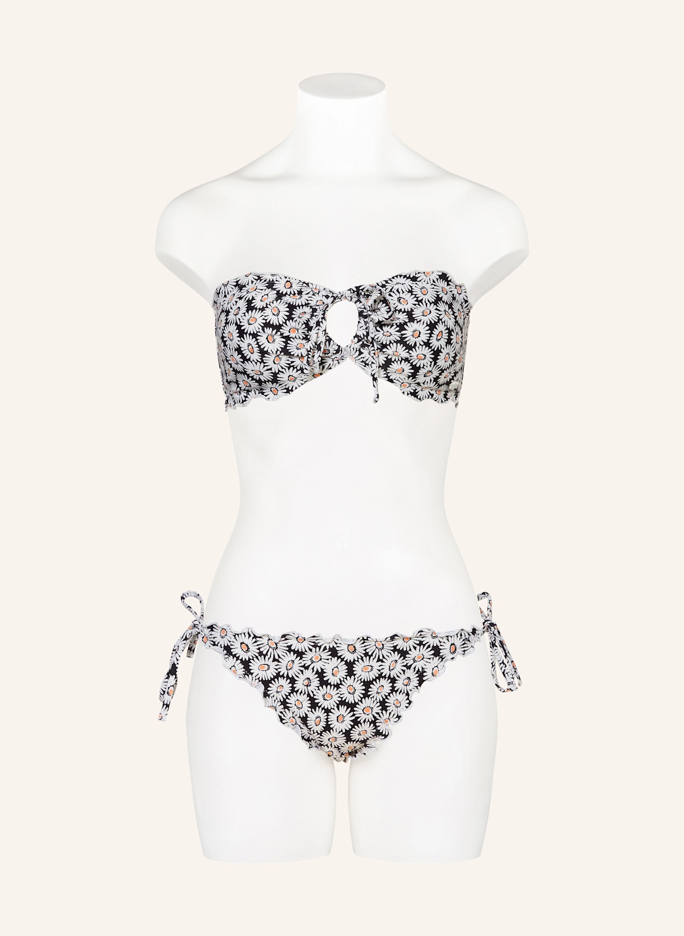 HUGO Bandeau-Bikini-Top RUFFLE: HELLGRAU/ HELLORANGE/ SCHWARZ