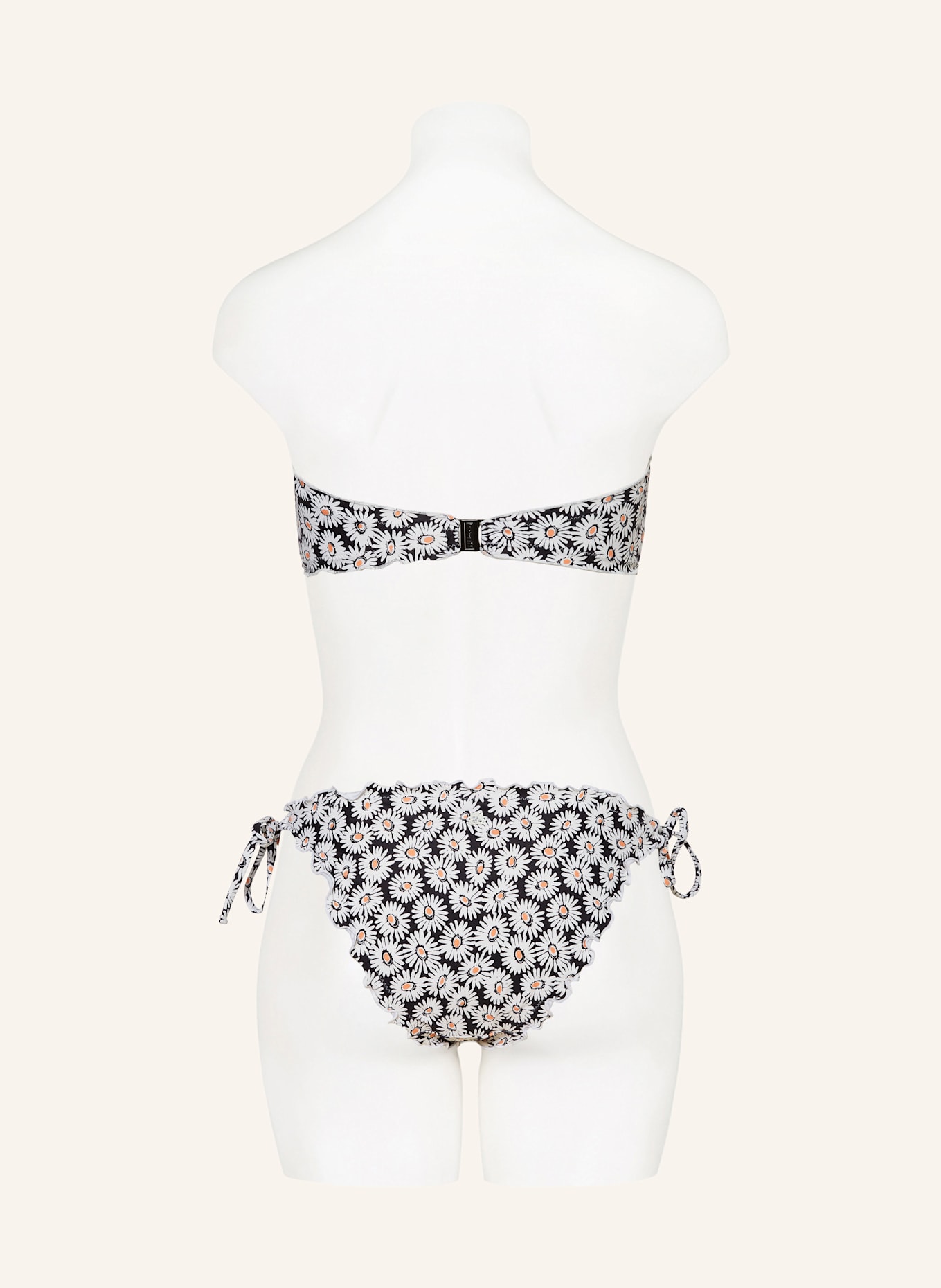 HUGO Bandeau-Bikini-Top RUFFLE: HELLGRAU/ HELLORANGE/ SCHWARZ
